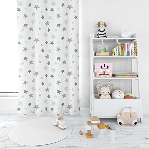 Blackout Curtains for Kids Room - Blue Star Pattern Nursery & Playroom Curtains for Girls & Boys (50
