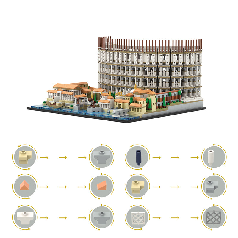 Gobricks MOC 123064 Colosseum Building Blocks Set - Ancient Rome Architecture Model for Display & Collectors