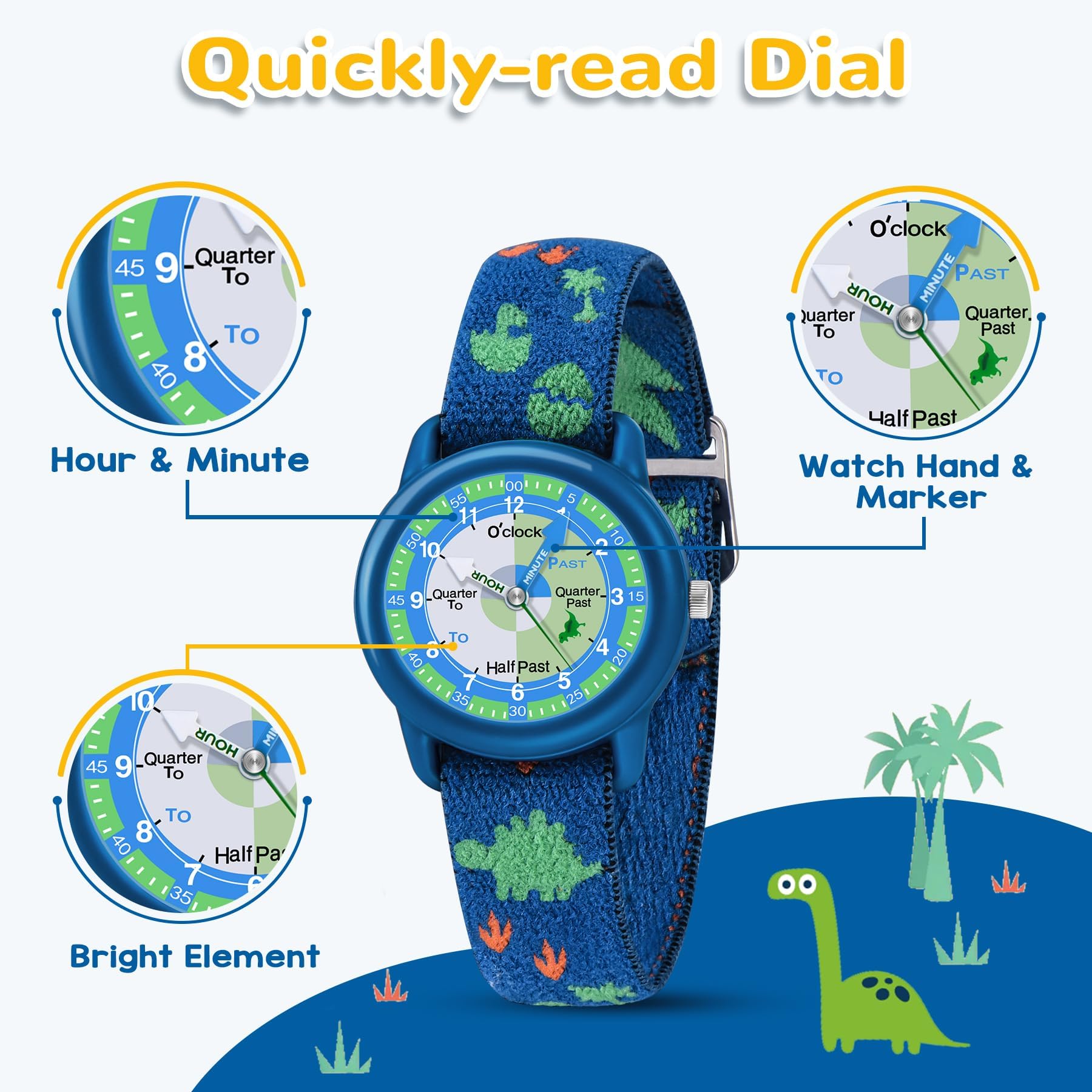Waterproof Kids Watch with Elastic Strap for Ages 3-12 | Learning Timepiece for Toddlers & Children | Perfect for School & Outdoor Play