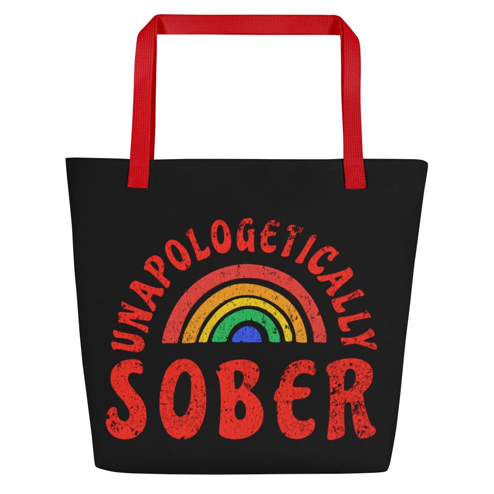 Unapologetically Sober Rainbow Tote Bag - Stylish Reusable Grocery Shopping Bag for Women, Beach Tote, Gym Bag & Everyday Use
