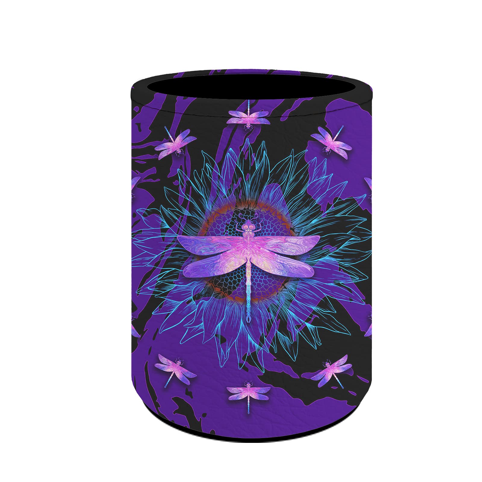 Sunflower Dragonfly Pen Holder - Purple Desk Organizer for Pencils & Brushes | Office & Makeup Storage
