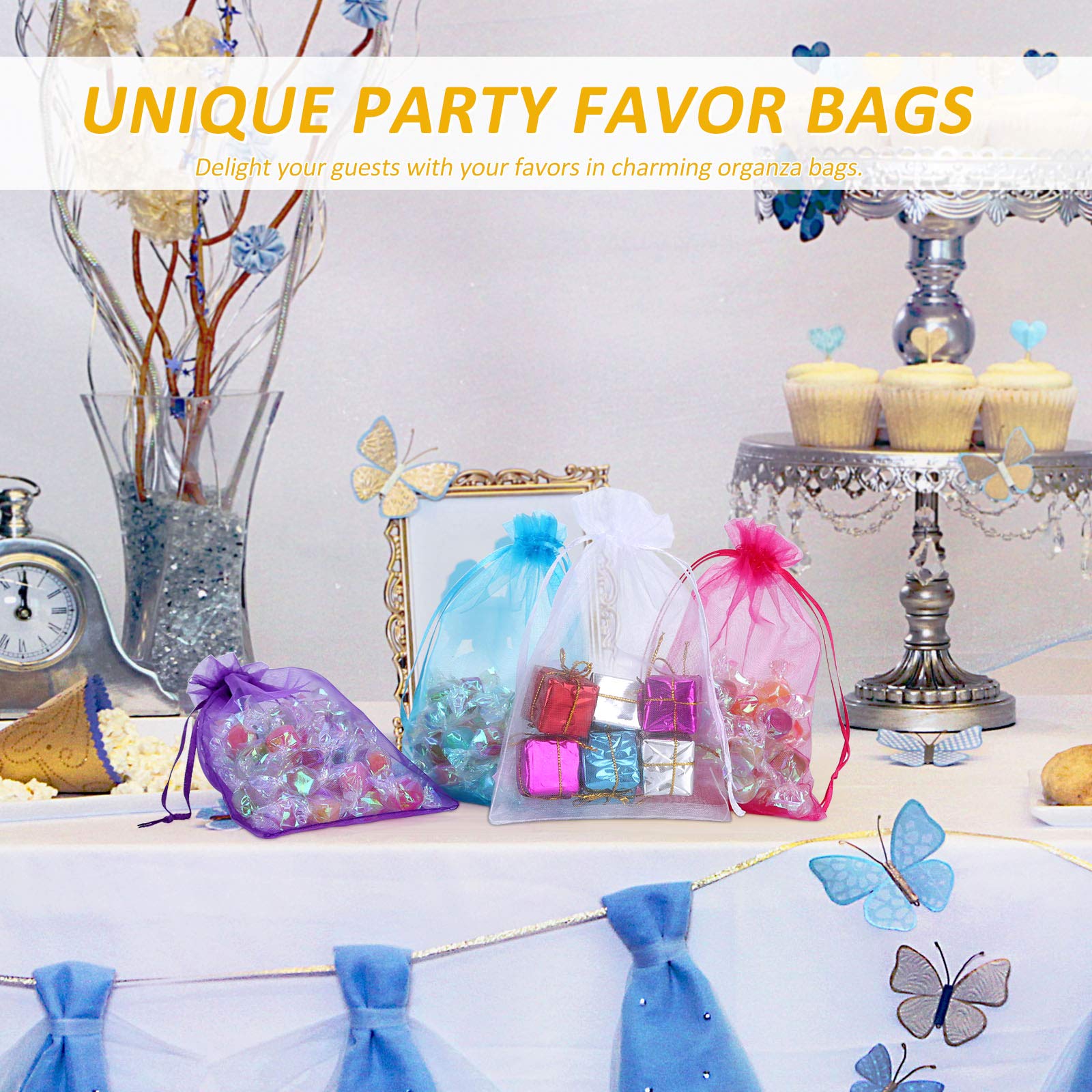 100PCS 4x6 Inch White Organza Gift Bags - Premium Sheer Drawstring Pouch for Jewelry, Wedding Favors, Party Favors & Candy Packaging - Perfect for Bridal Showers, Baby Showers & Birthday Celebrations