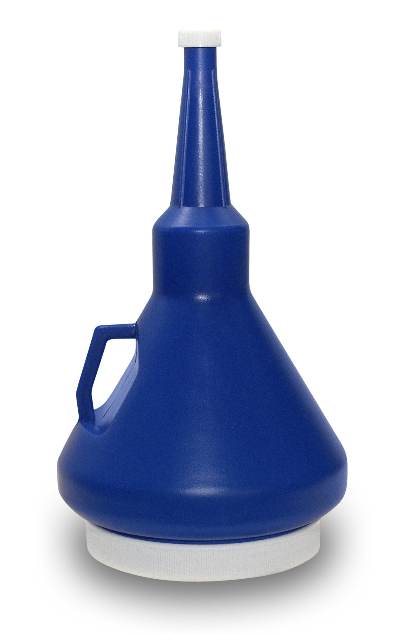 WirthCo 32115 Funnel King Dark Blue Capped Funnel - 1-1/4 Quart Capacity - Heavy Duty Plastic Funnel for Automotive, Kitchen, and DIY Projects