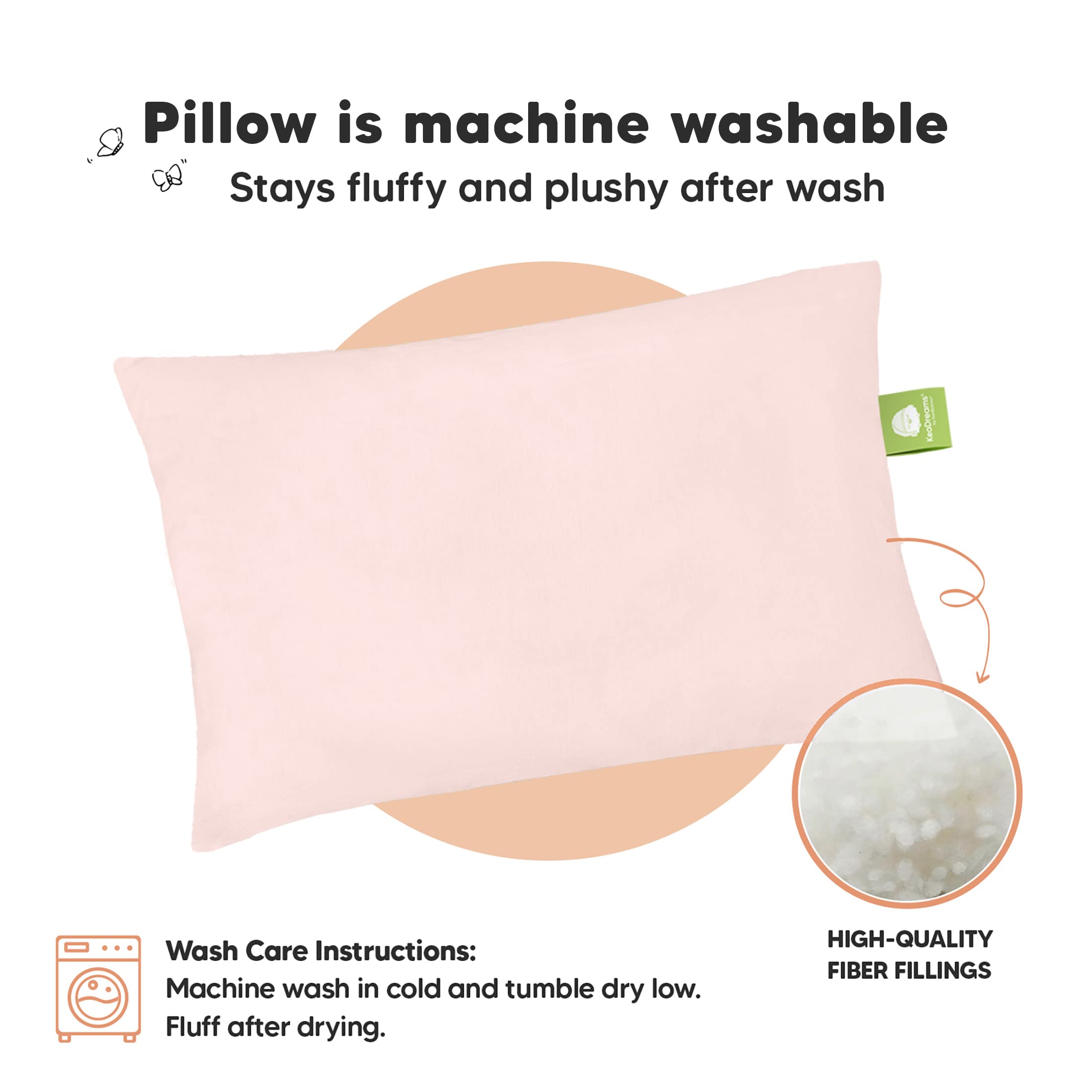KeaBabies Organic Toddler Pillowcase for 13x18 Inch Pillow & 2-Pack Soft Cotton Toddler Pillows - Hypoallergenic Baby Pillow Set for Boys & Girls - Perfect for Nap Time, Travel & Nursery Bedding