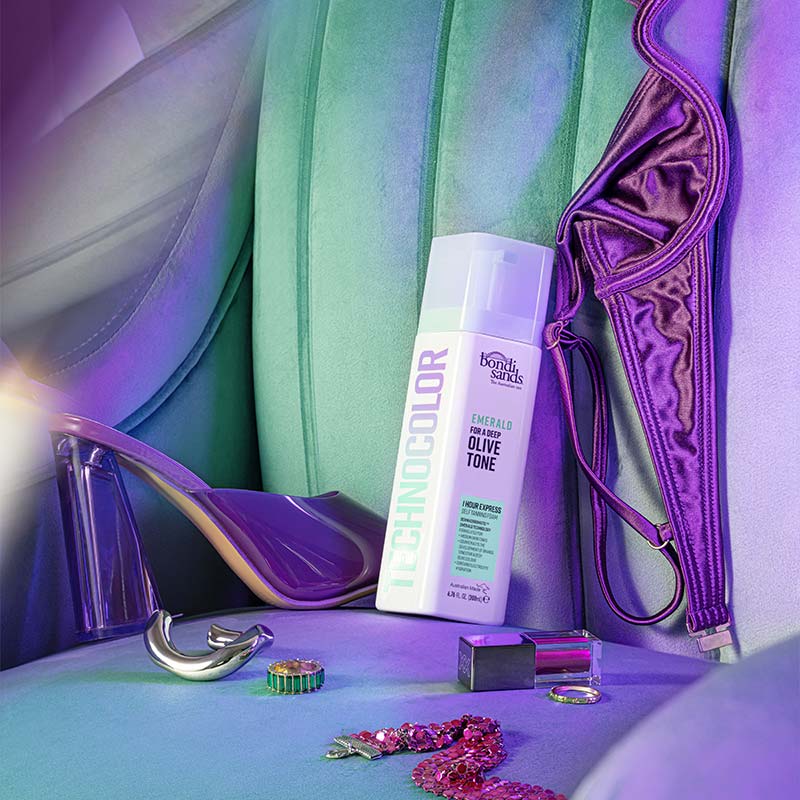 Bondi Sands Technocolour Emerald 1 Hour Express Self Tanning Mousse - Fast-Acting Sunless Tanner for Natural Glow | Perfect for Pre-Party, Beach Vacation & Special Occasions