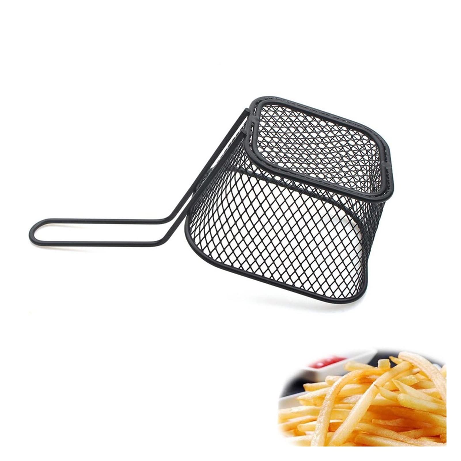 Stainless Steel French Fry Basket - Mini Deep Fryer Basket for Chips, Chicken Wings & Snacks - Non-Slip Handle Grease Strainer for Kitchen & Restaurant Use - Perfect for Frying, Cooking & Food Prep