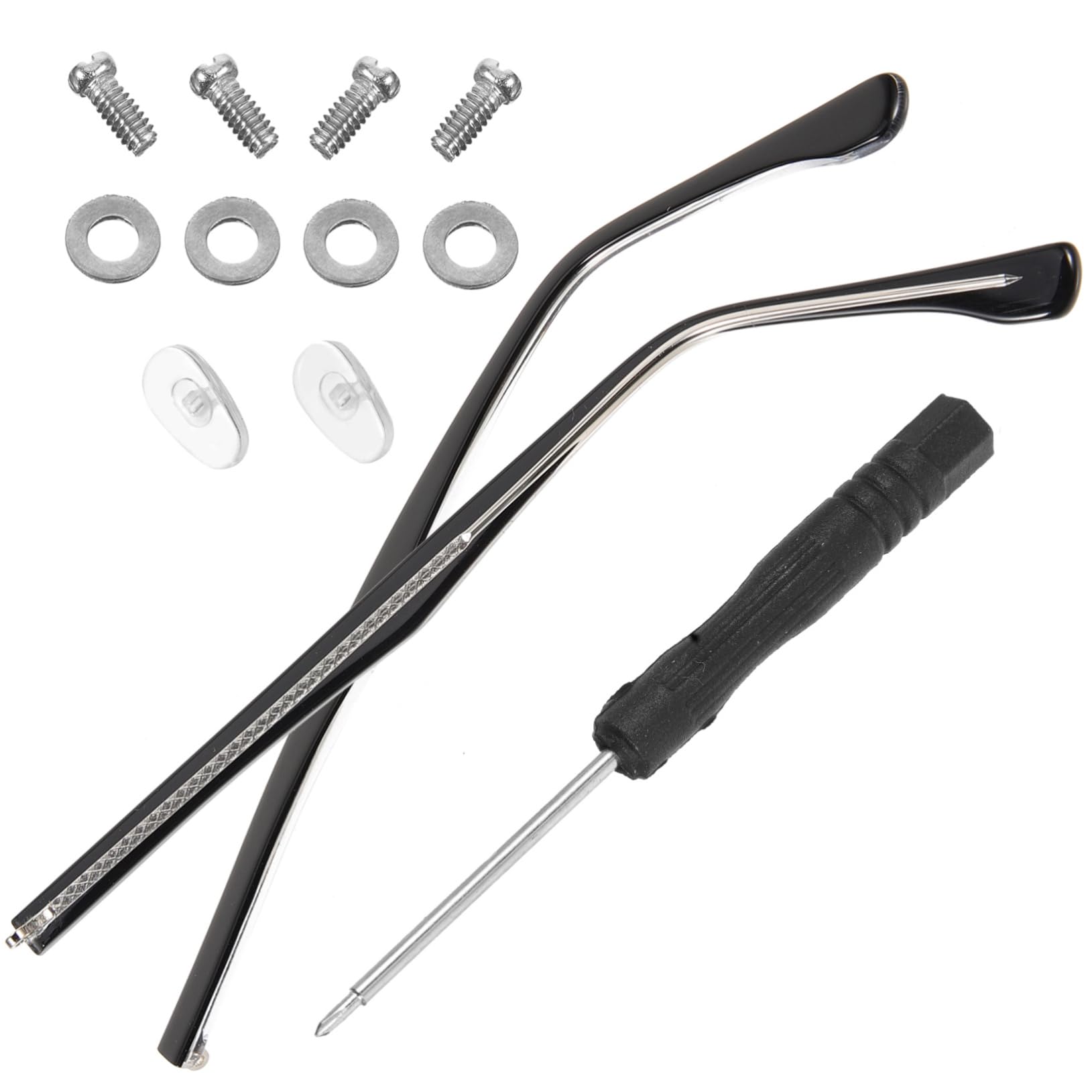 PartyKingdom 4 Pairs Clear Glasses Arm Legs Replacement - Black Sunglasses Frame Accessories for Eyewear Repair & DIY - Perfect for Reading Glasses, Safety Goggles & Costume Accessories