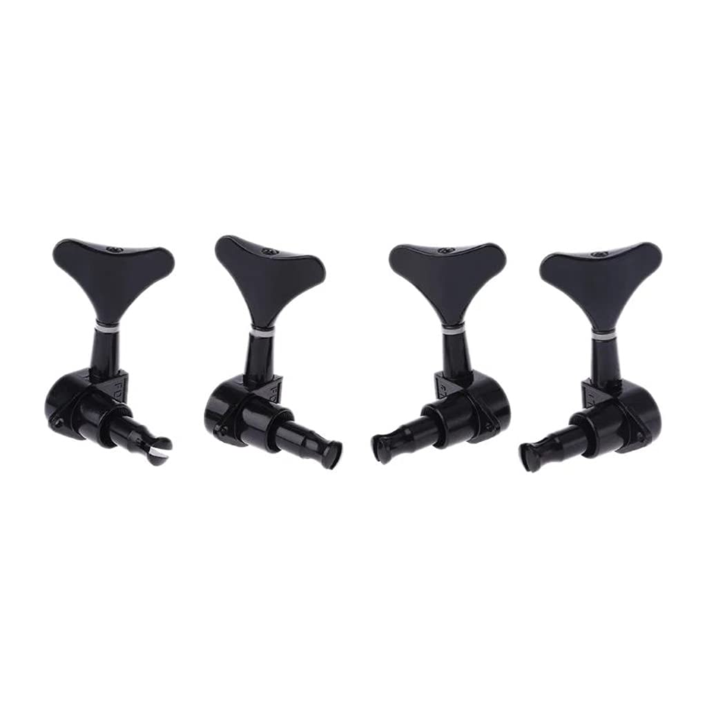 High-Quality 4-String Bass Guitar Sealed Tuners & Tuning Pegs (2R2L) - Black Machine Heads for Precise Tuning | Perfect for Bass Guitar Upgrades & DIY Repairs