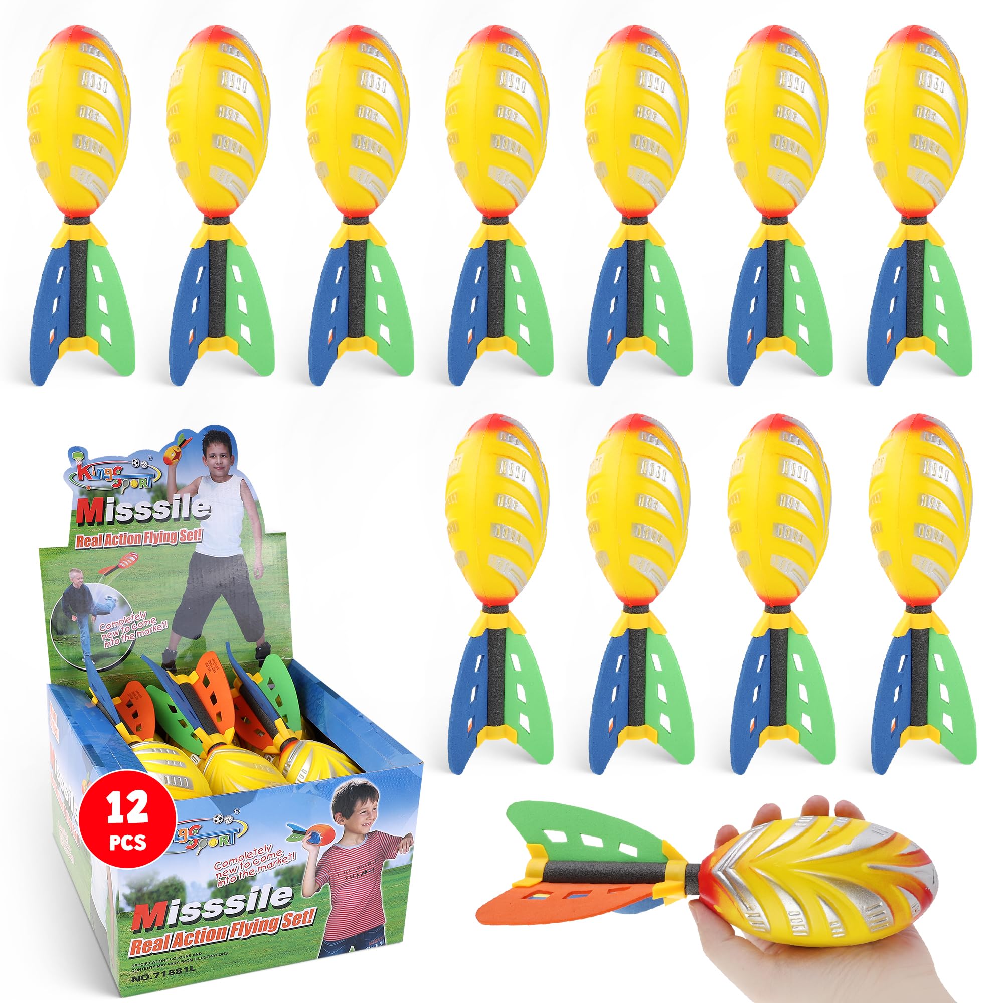 12 Pack Foam Missile Footballs - Outdoor Sports Toys for Kids Backyard Games & Party Favors