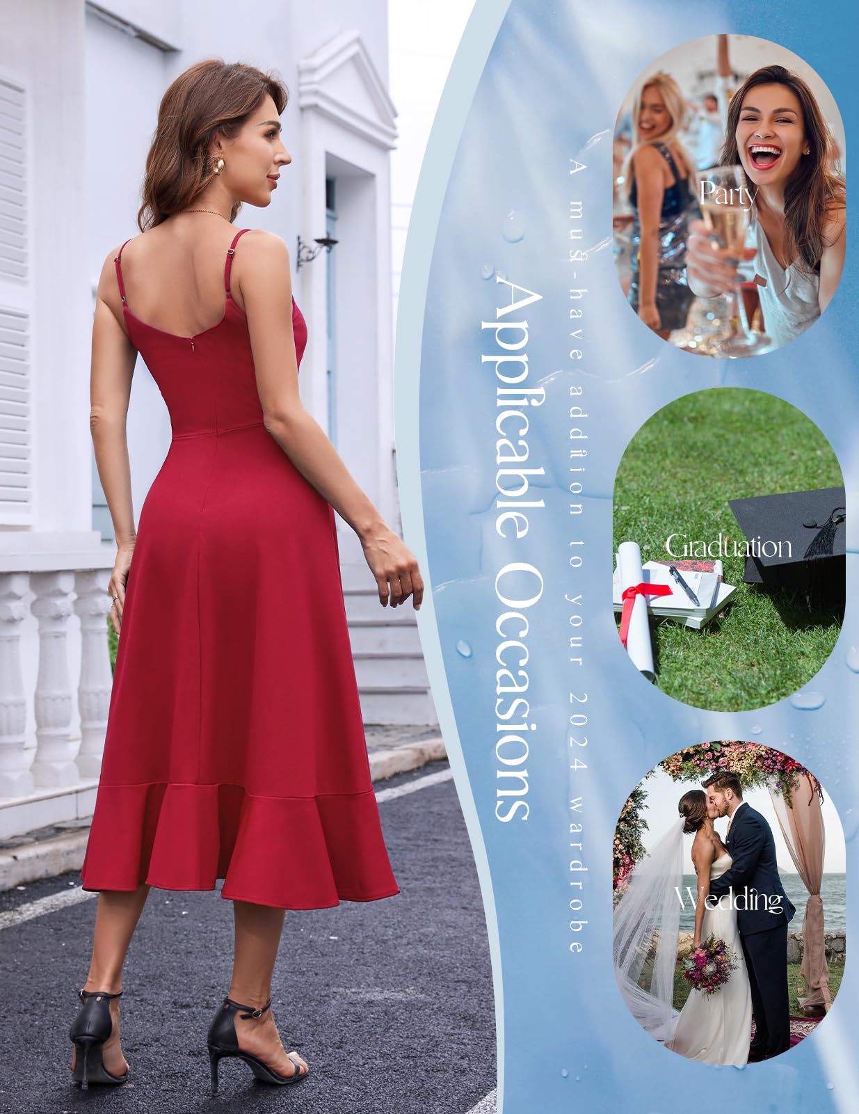 DRESSTELLS Women's Cocktail Party Dress | Formal Wedding Guest High-Low Dress | Fit & Flare Holiday Prom Gown | Perfect for Evening Events, Bridal Showers & Special Occasions