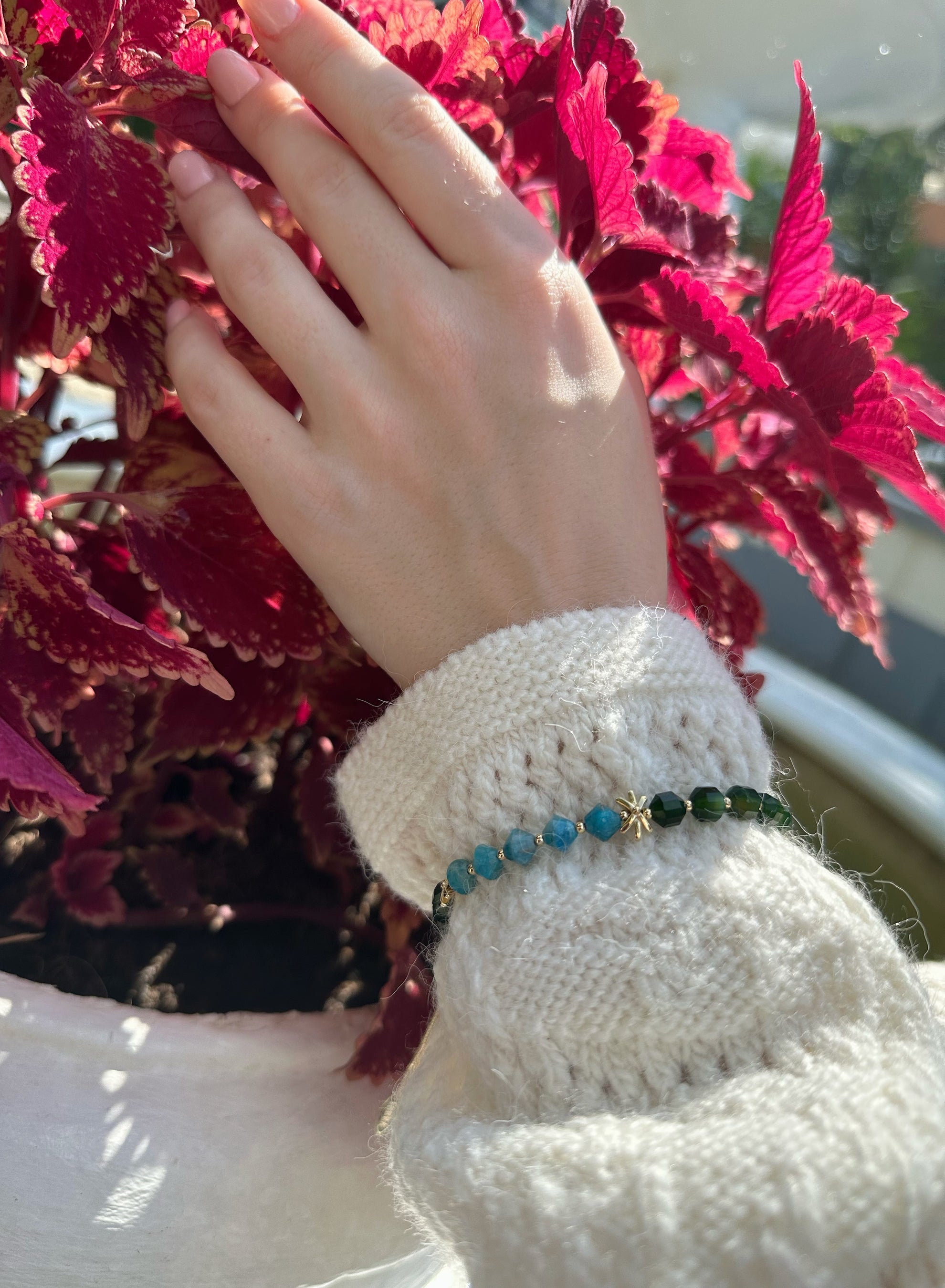 Green and Blue Gemstone Bracelet KB003 - Handmade Beaded Jewelry for Women | Boho Chic Accessories for Everyday Wear, Parties & Gifts