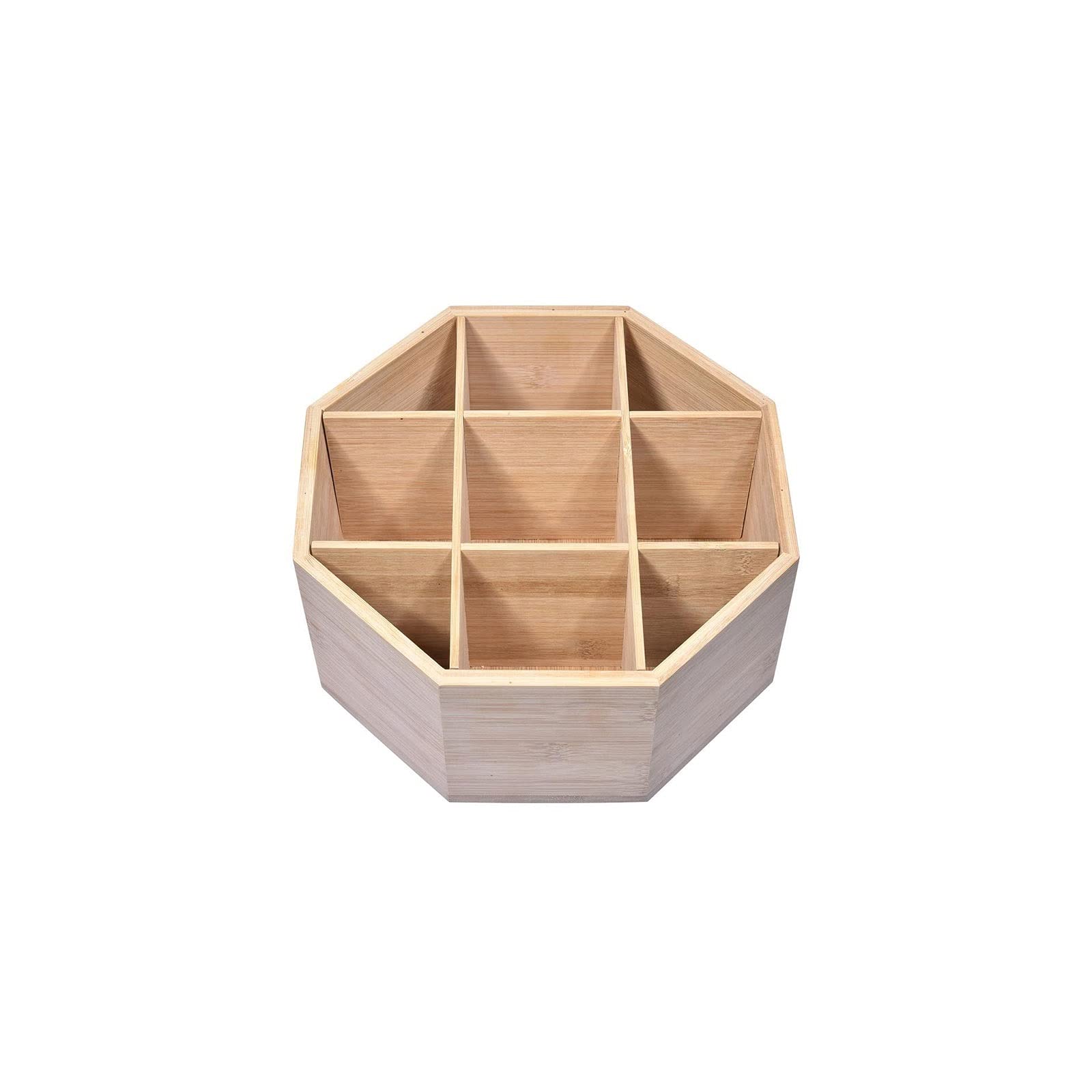 Natural Bamboo Storage Box with 9 Compartments - Organizer for Snacks, Tea Bags, Coffee Pods | Kitchen Cabinet Storage Solution for Spices, Utensils & Household Items | Perfect for Pantry, Office or Bathroom Organization