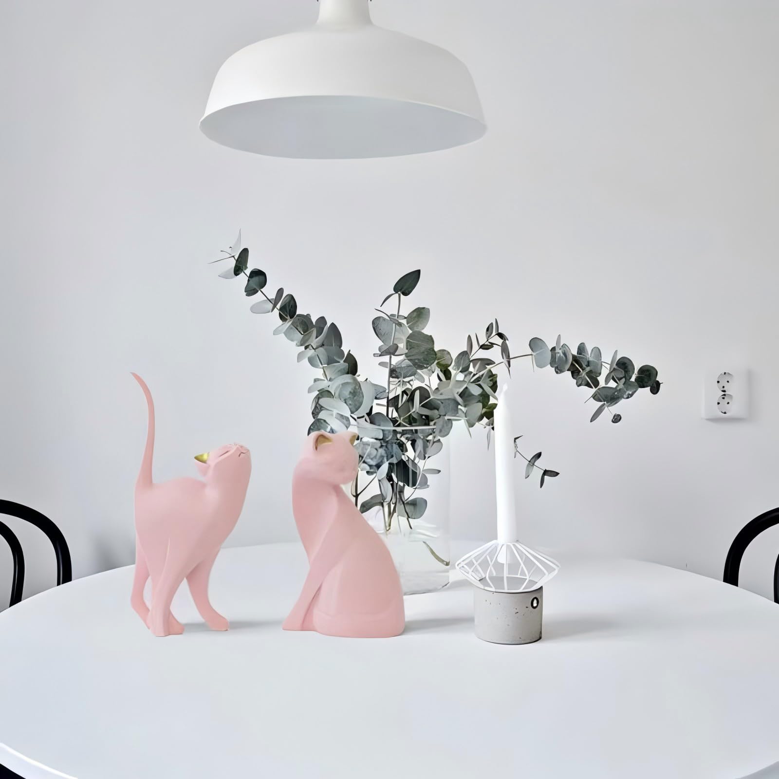Elegant Pink Cat Statue - Handcrafted Desk & Shelf Decor for Cat Lovers | Perfect Gift for Home Office, Living Room & Bookshelf Decoration