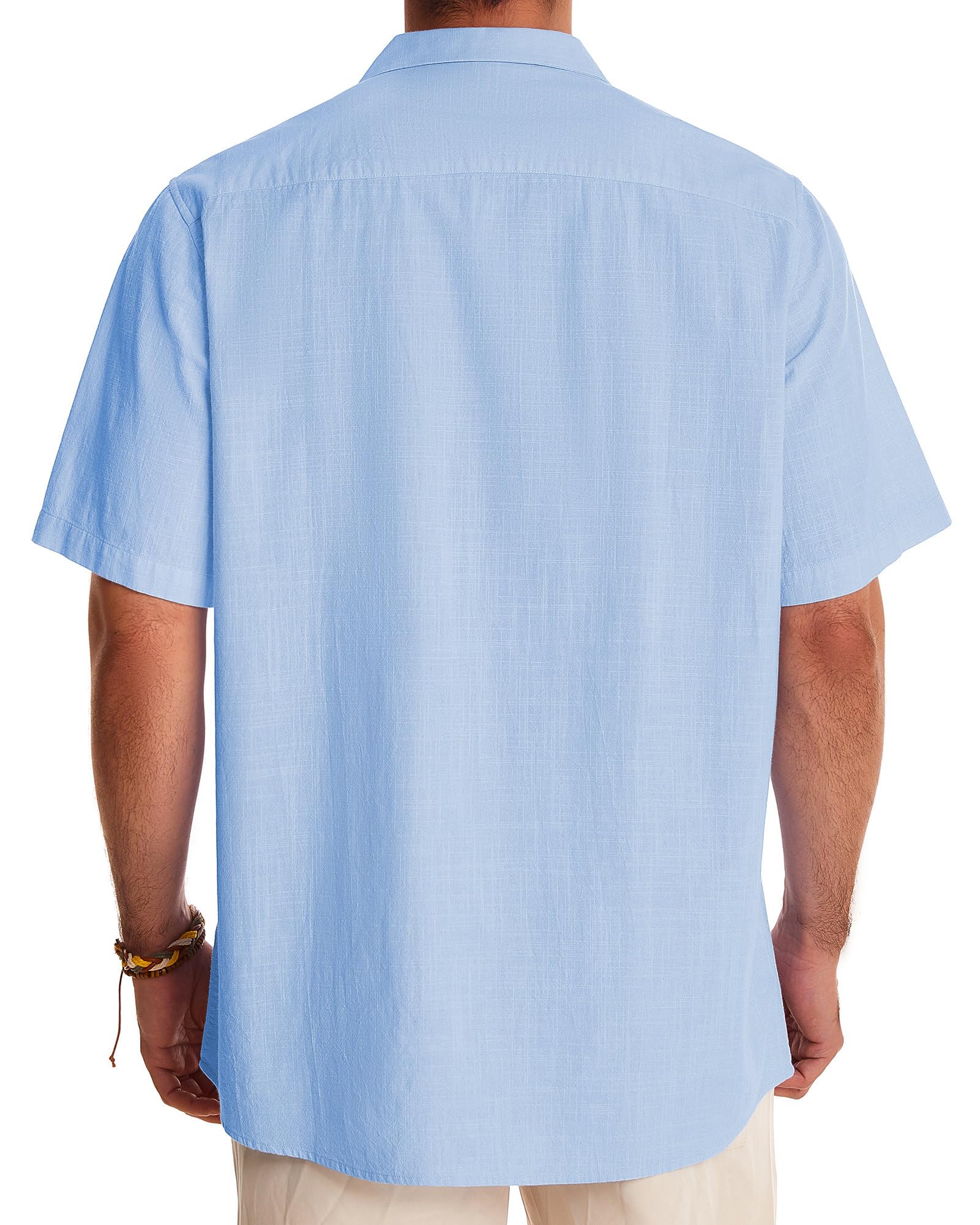 Men's Linen Short Sleeve Button Down Shirt - Breathable Cotton Summer Casual Shirt for Beach, Vacation & Hawaiian Style | Perfect for Tropical Getaways, Pool Parties & Summer Outings