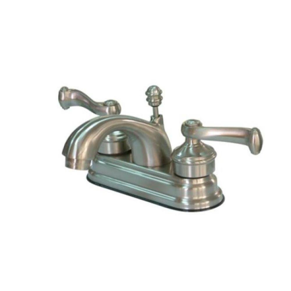Kingston Brass KS2608FL Royale 4-Inch Centerset Bathroom Faucet with Brass Pop-Up Drain, Brushed Nickel Finish - Perfect for Bathroom Sink Vanity and Powder Room Upgrade