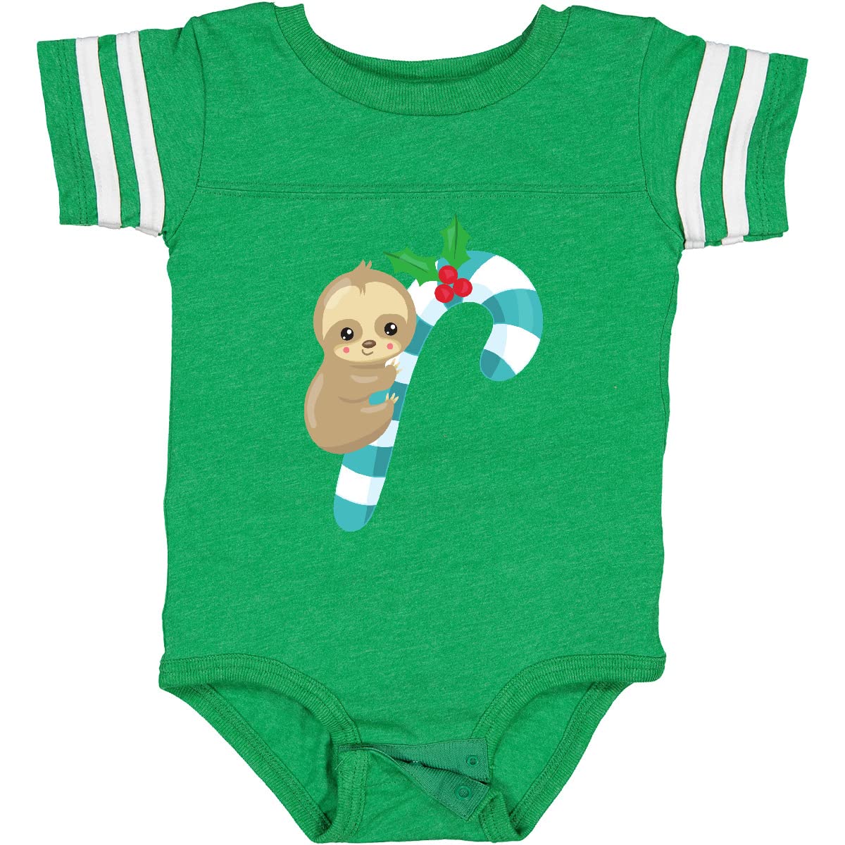**Inktastic Christmas Sloth Baby Bodysuit - Cute Sloth with Candy Cane & Mistletoe Design - Perfect for Holiday Photos & Family Gatherings**