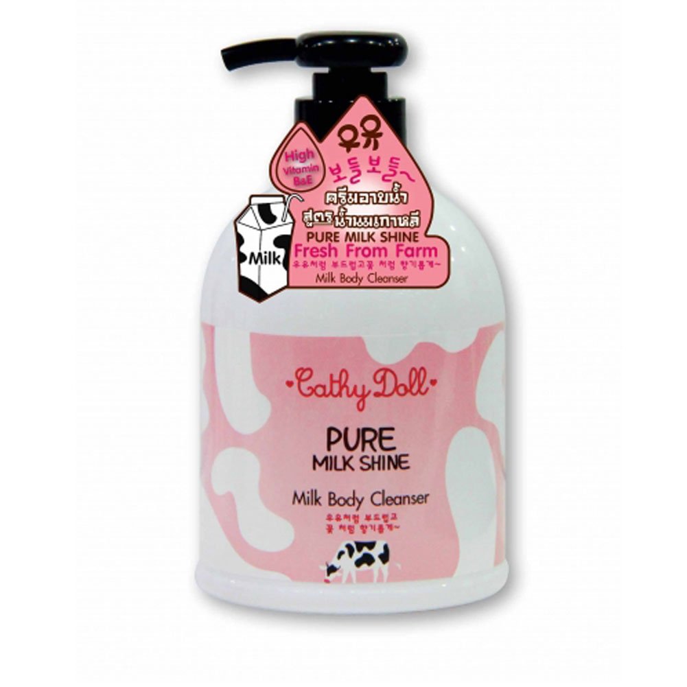 Cathy Doll Pure Milk Shine Body Wash 480ml - Moisturizing & Brightening Milk Cleanser for Soft & Glowing Skin - Perfect for Daily Shower & Bath Routine