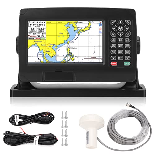 Marine GPS Chart Plotter with AIS Transponder & GNSS Antenna | Dual Map System | IPX6 Waterproof Satellite Navigator for Boats | Perfect for Offshore Fishing, Yachting & Marine Navigation