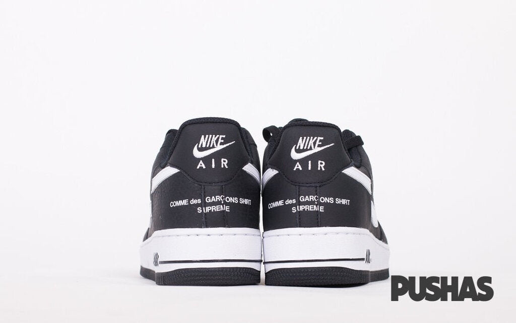 Supreme x Comme des Garcons x Nike Air Force 1 Low Black Sneakers - Men's Limited Edition Streetwear Shoes for Urban Fashion & Sneaker Collectors