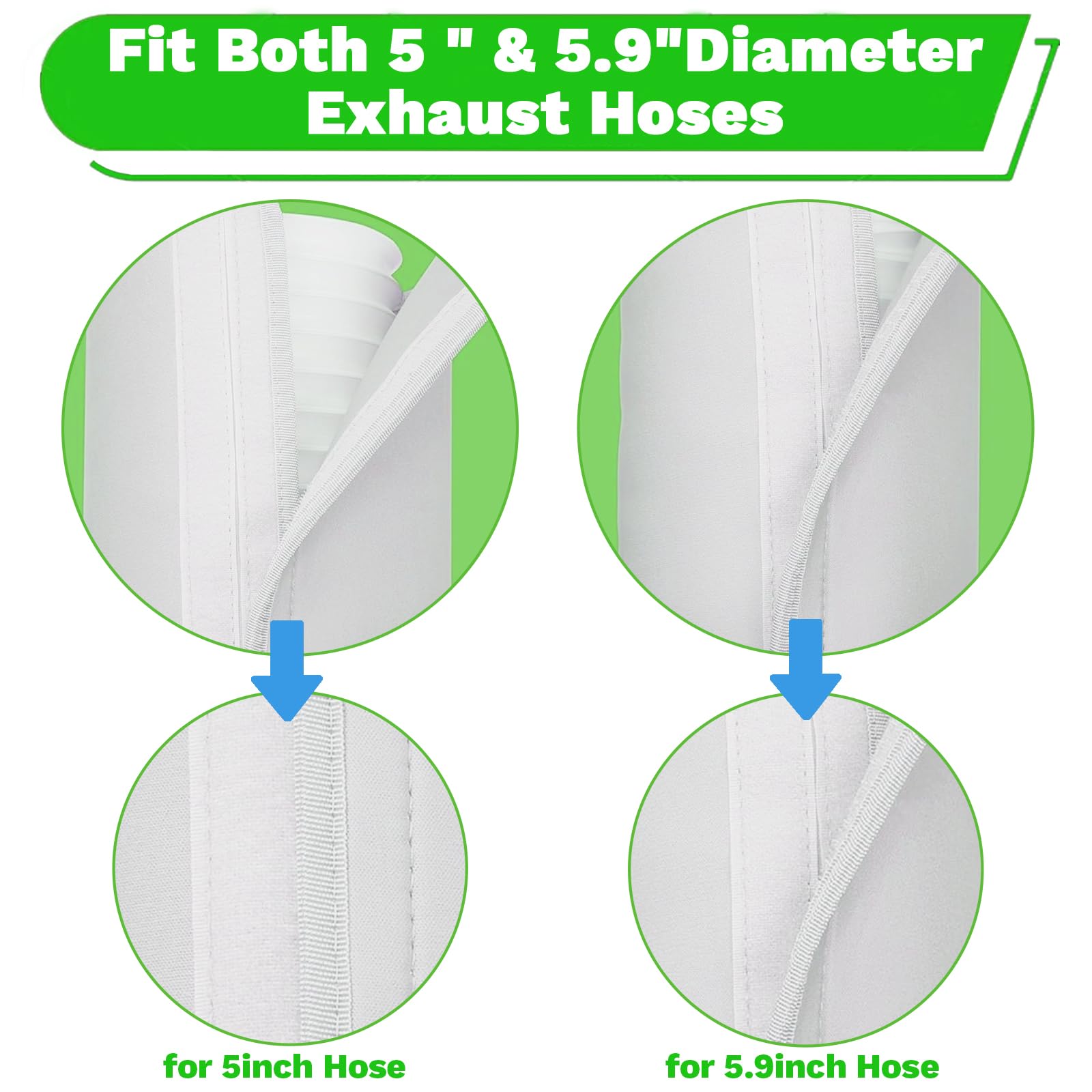Portable AC Hose Cover - Insulated Dustproof Air Conditioner Exhaust Hose Wrap with 3 Adjustable Buckle Straps for 5