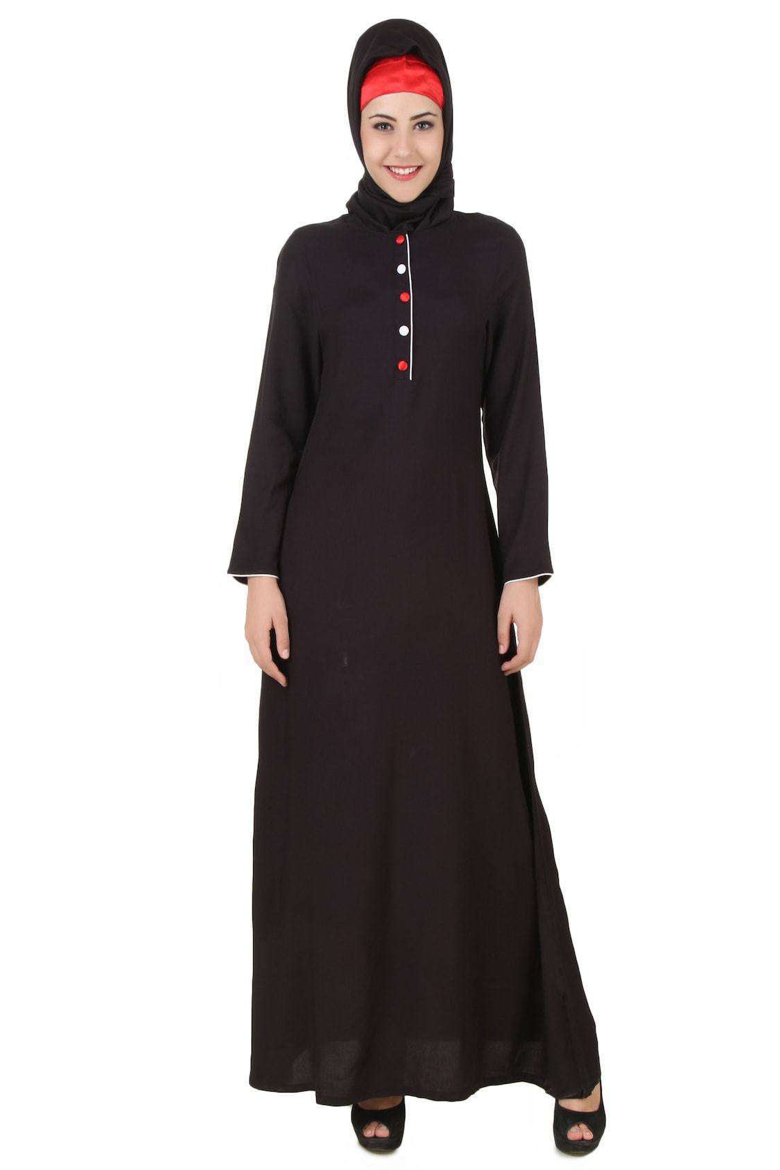 Batrisyia Black Rayon Abaya - Modest Muslim Prayer Dress for Women | Perfect for Prayer, Mosque & Special Occasions