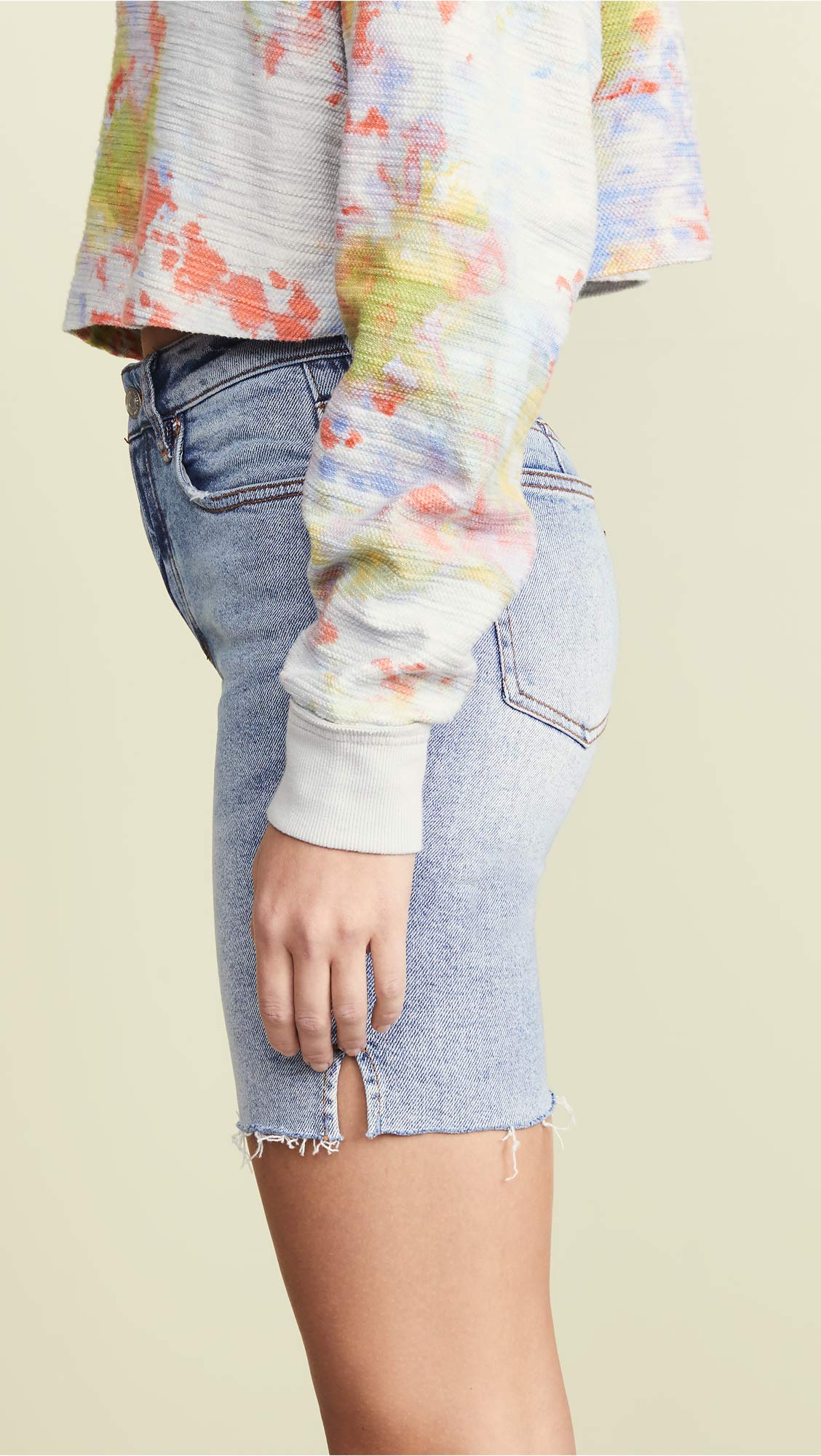 Free People Women's Avery Bermuda Shorts - Pacific Blue Wash, Size 27 | Casual Summer Shorts for Beach, Vacation & Everyday Wear