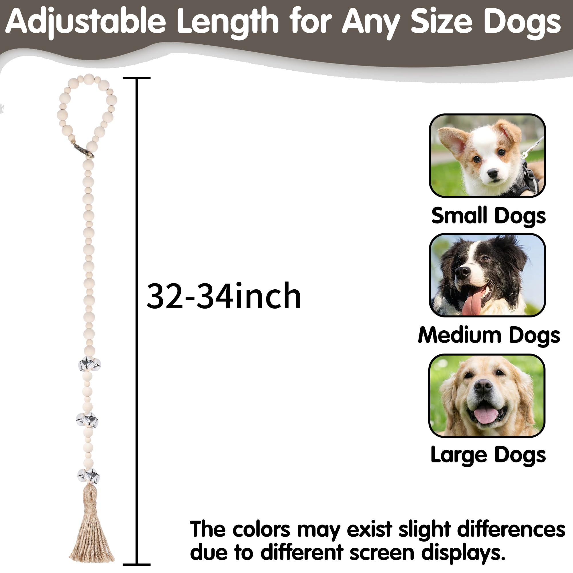 **Meplait Adjustable Dog Doorbell for Potty Training - 9 Bells Hanging Pet Doorbell for Small, Medium & Large Dogs (Nature) - Perfect for Indoor/Outdoor Training & Easy Housebreaking**
