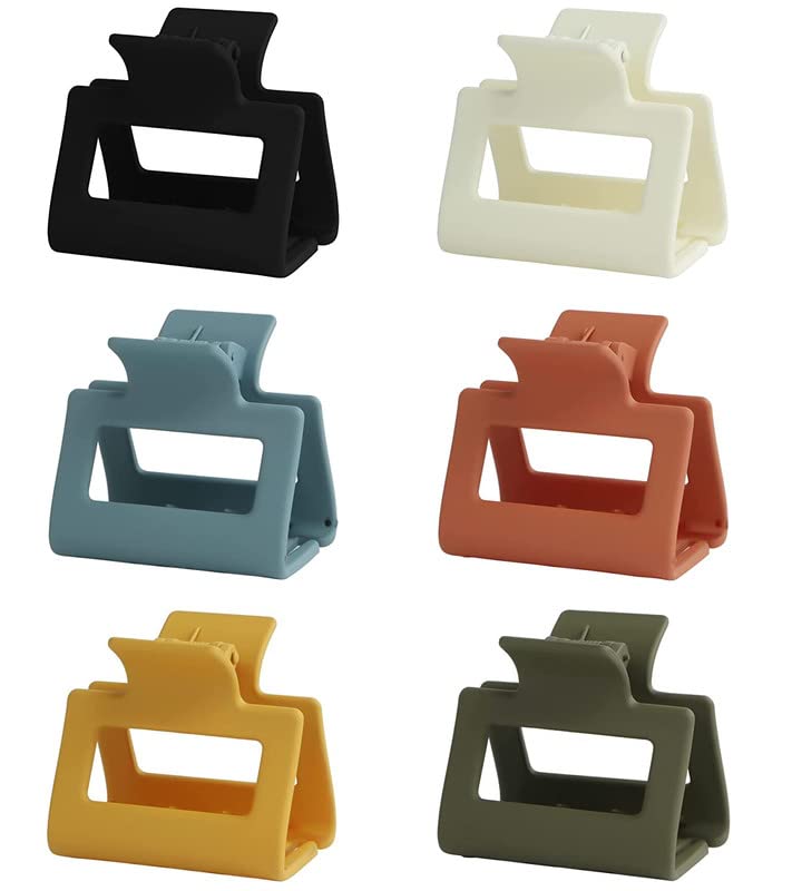 Trendy 6-Pack Small Square Claw Hair Clips for Women & Girls - 2.2 Inch Hair Accessories for Thin & Half-Up Styles - Perfect for School, Work, Gym & Everyday Use