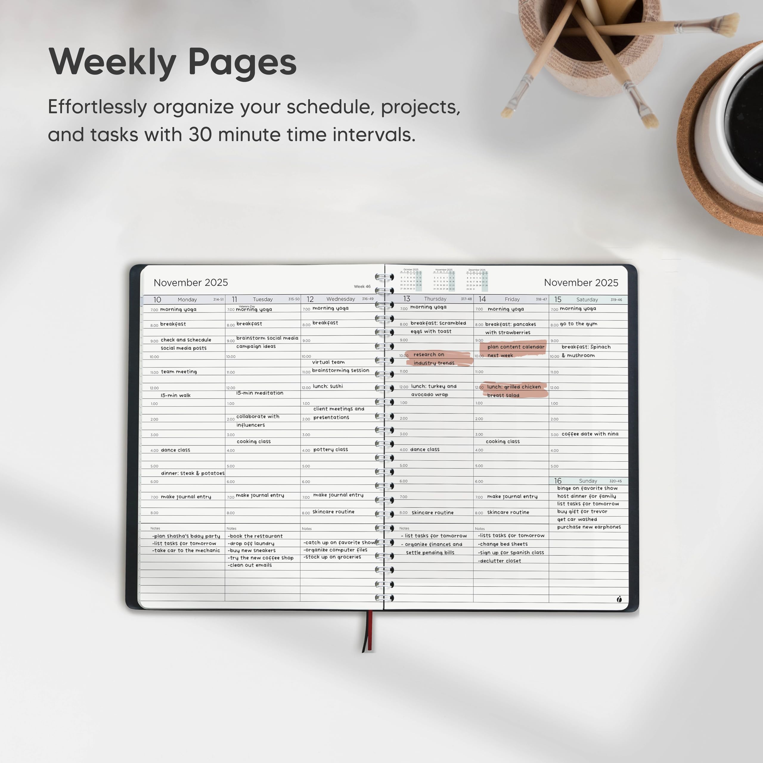 2025 Weekly & Monthly Planner - Hourly Appointment Book with Softcover & Twin-Wire Binding - Teacher & Productivity Planner (6.5