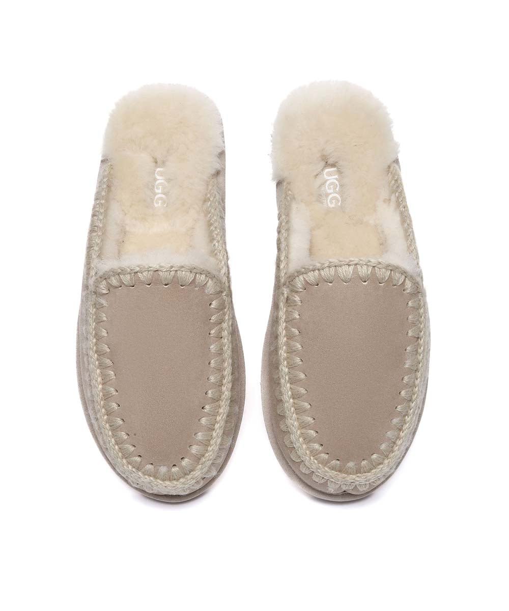 Women's UGG Stitch Slippers - Cozy Fleece-Lined House Shoes for Winter Comfort | Perfect for Indoor Lounging & Relaxation at Home
