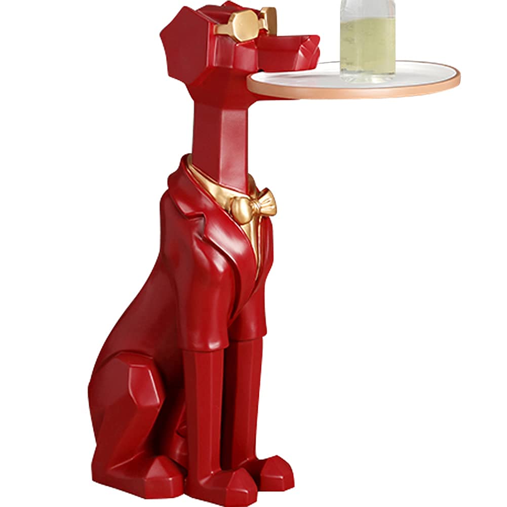 NACHEN Resin Cool Dog Sculpture - Modern Home Decor, Key Holder & Snack Tray - Unique Desktop Ornament for Living Room, Office, Entryway Decoration