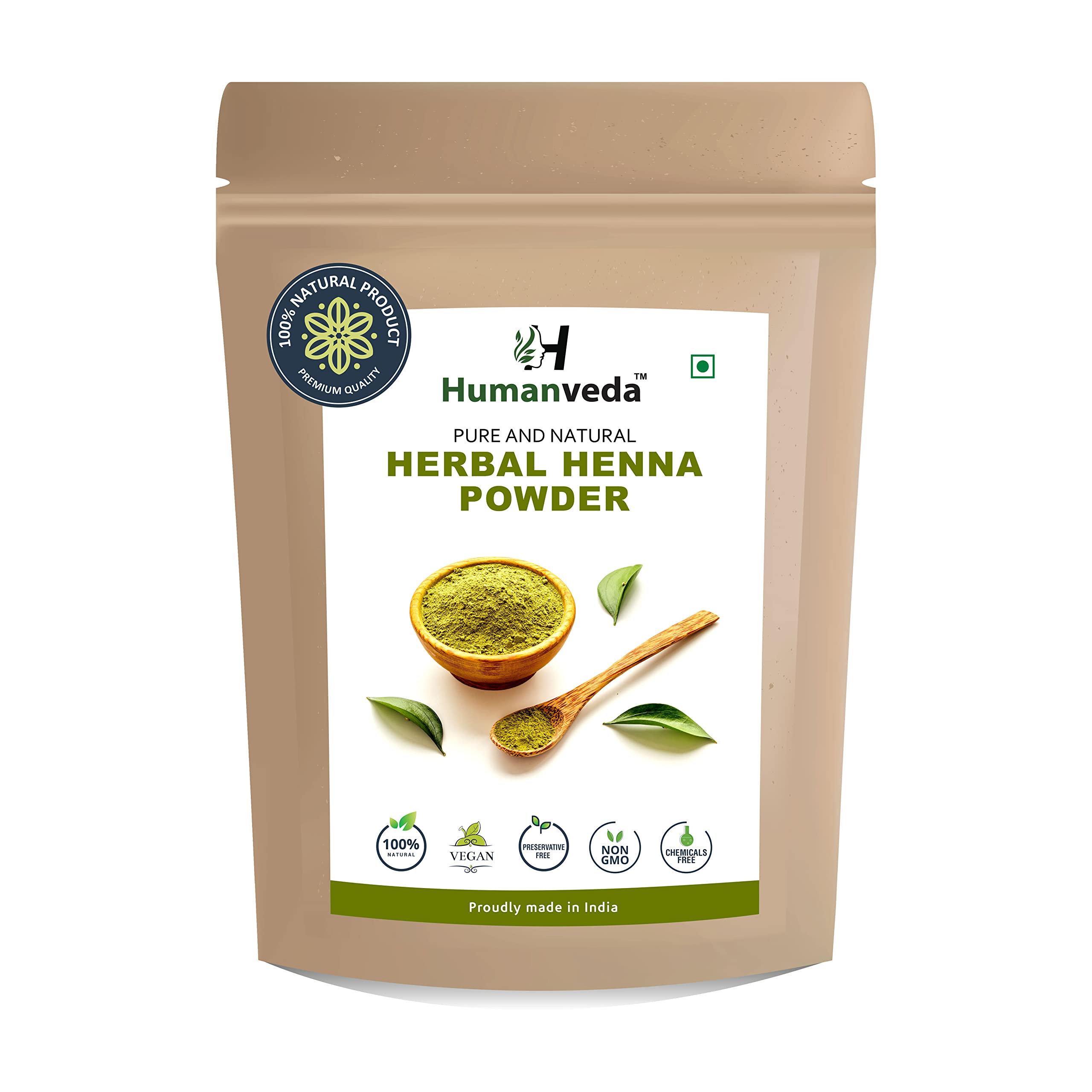 Humanveda Natural Henna Powder 100g - Pure Mehandi for All Hair Types | Controls Hair Fall & Repairs Damage | Chemical-Free Hair Color | Perfect for DIY Hair Treatments & Natural Coloring at Home