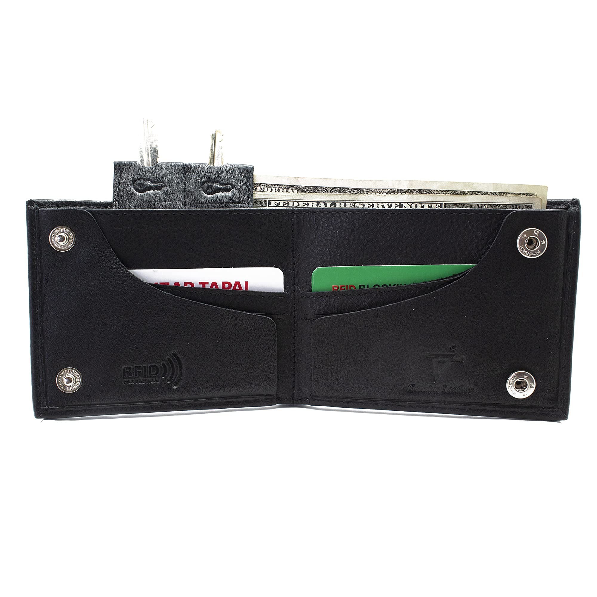 RFID Blocking Leather Bifold Wallet for Men - Slim Black Genuine Leather Wallet with Money Clip | Secure Credit Card Holder for Travel, Business & Everyday Use (Fits 18