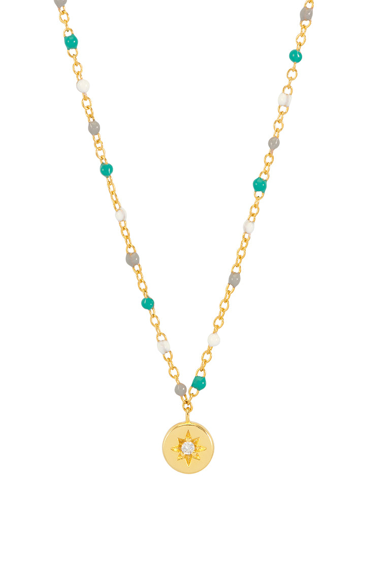 CZ Star Pendant Beaded Necklace for Women - Elegant Bohemian Jewelry for Party, Wedding & Everyday Wear