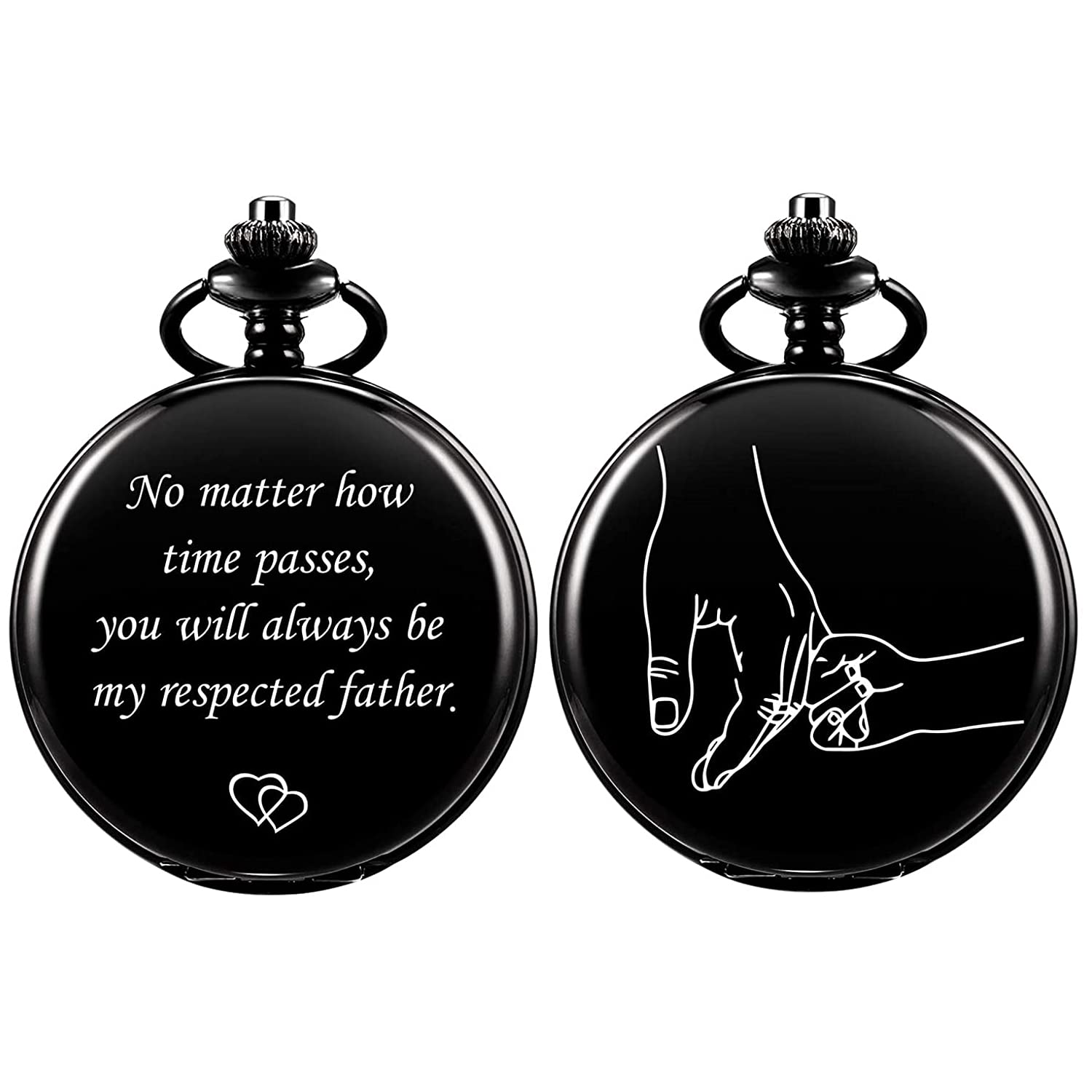 Engraved Roman Numerals Pocket Watch for Dad - Father's Day & Birthday Gift from Daughter