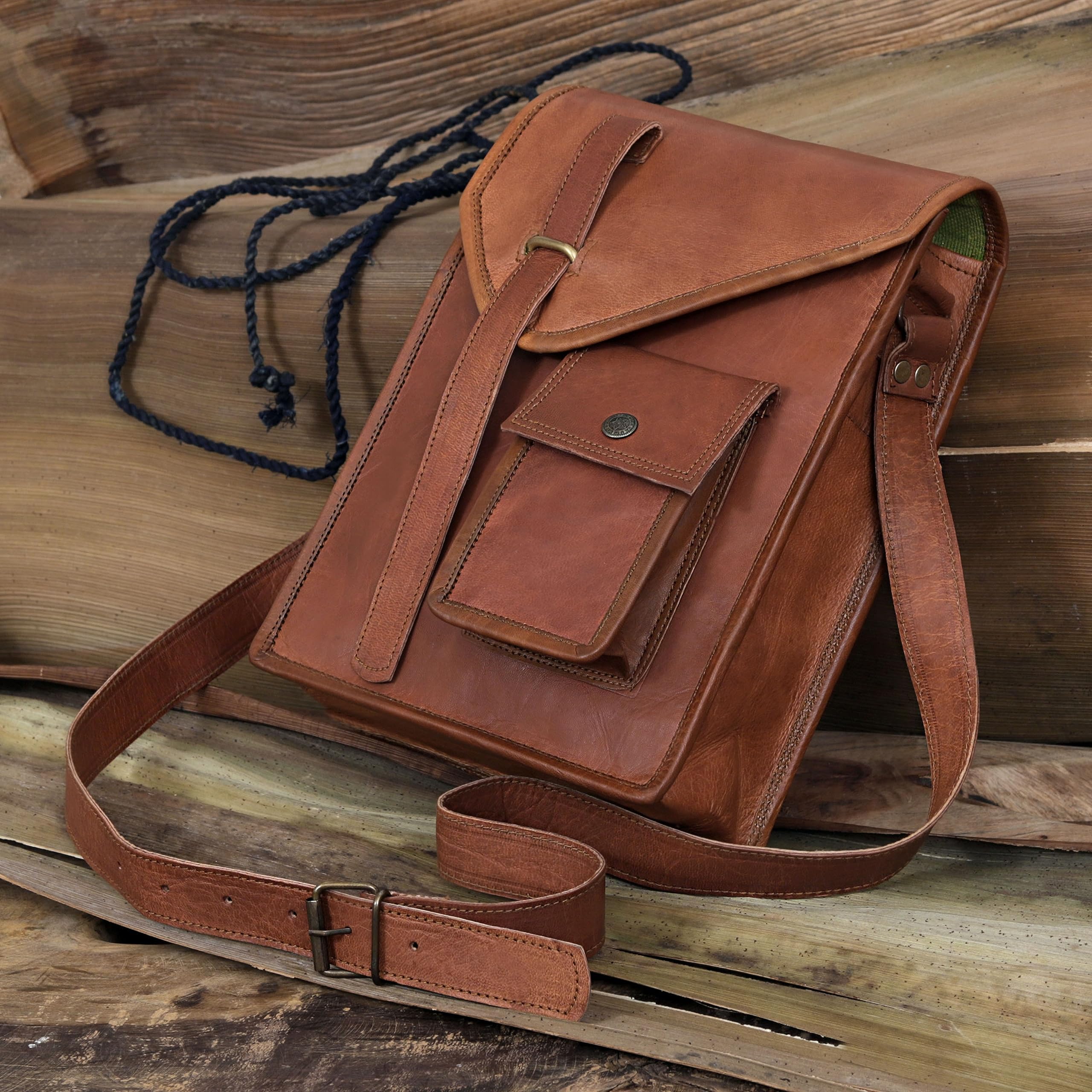 Premium Genuine Leather iPad Messenger Bag - Crossbody Shoulder Satchel for 11 Inch Tablets - Perfect for Work, Travel & Everyday Use