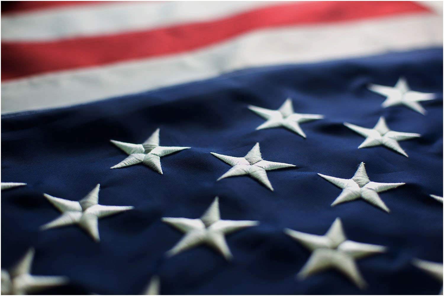 6x10 FT American Flag - Heavy Duty Polyester with Embroidered White Stars & Brass Grommets - Double Stitched for Extra Strength - Perfect for Outdoor Display, Parades, and Patriotic Events