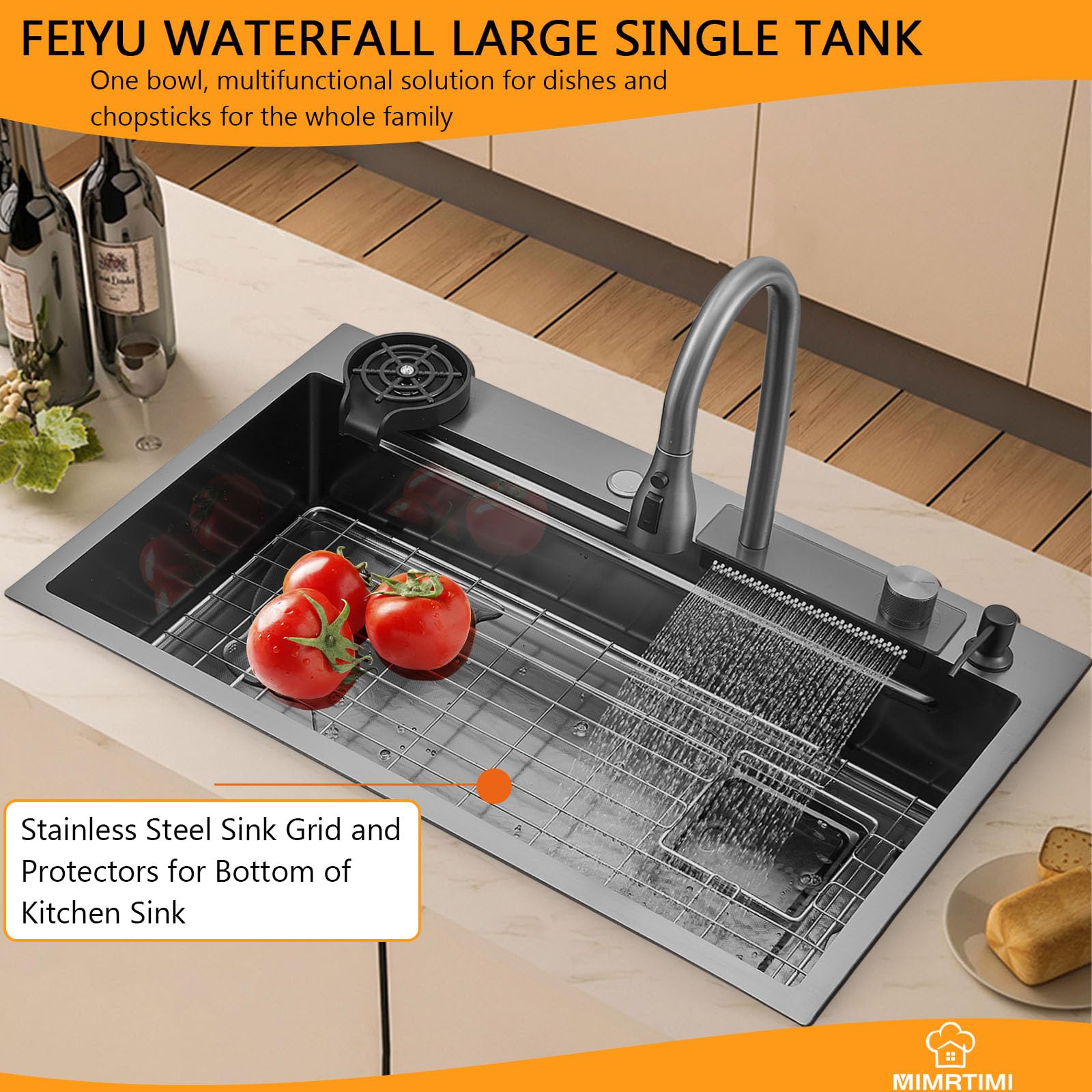 26x20 Inch Black Undermount Stainless Steel Single Bowl Kitchen Sink with Pull-Out Faucet & Accessories - Perfect for Modern Farmhouse & Small Space Kitchens