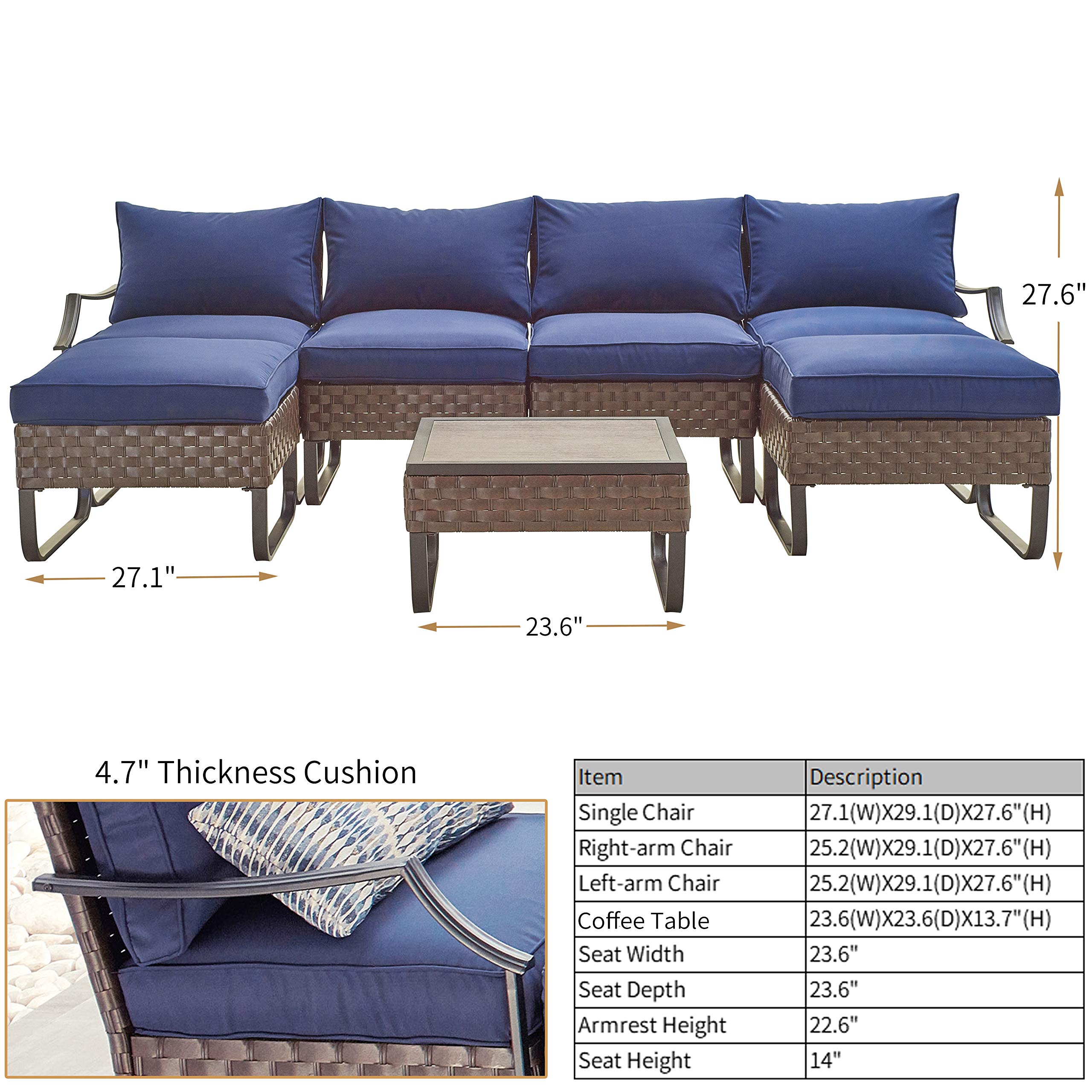 Romayard 7-Piece Patio Conversation Set with U-Leg Sectional & All-Weather Cushions - Outdoor Furniture for Garden, Poolside & Backyard Relaxation