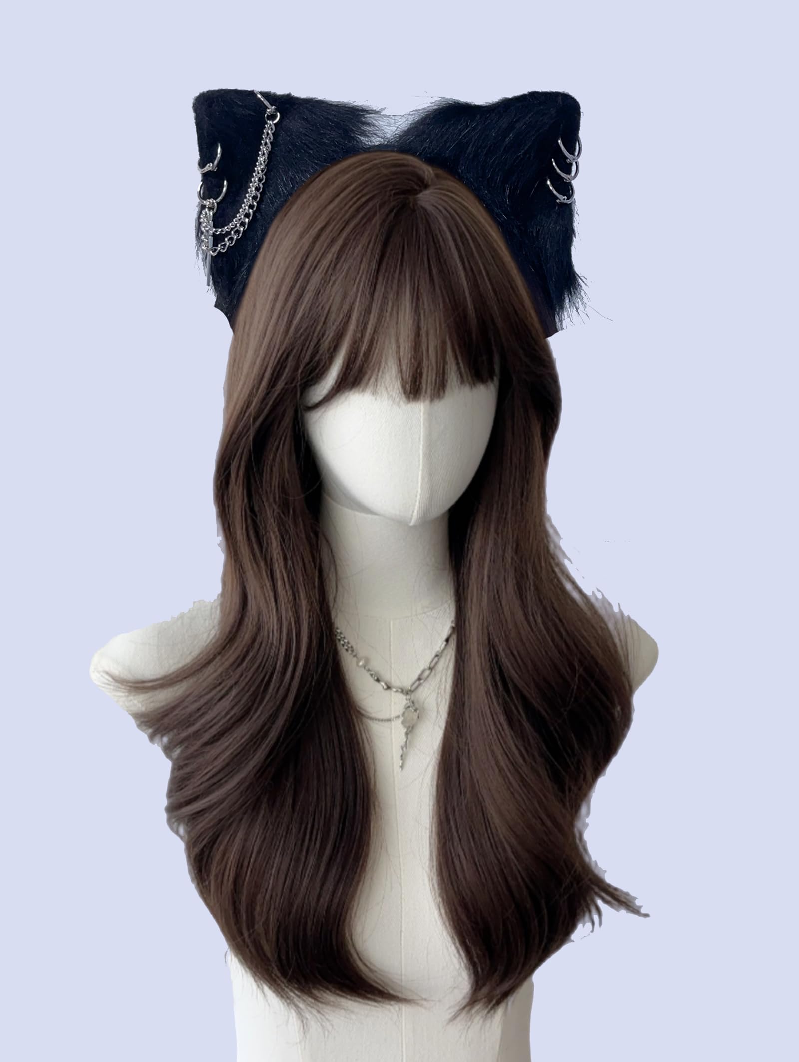Gothic Punk Cat Ears Headband - Black Cross Cat Ear Hair Clips for Women | Perfect for Halloween Costumes, Cosplay, Gothic Fashion & Punk Parties