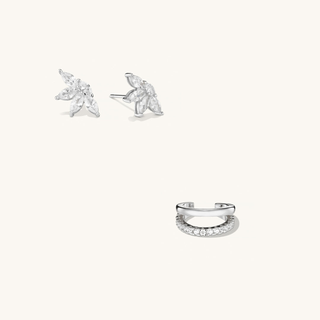 Lisa's Silver Ear Stack Bundle - Trendy Layered Earrings for Women | Perfect for Everyday Wear, Parties & Special Occasions