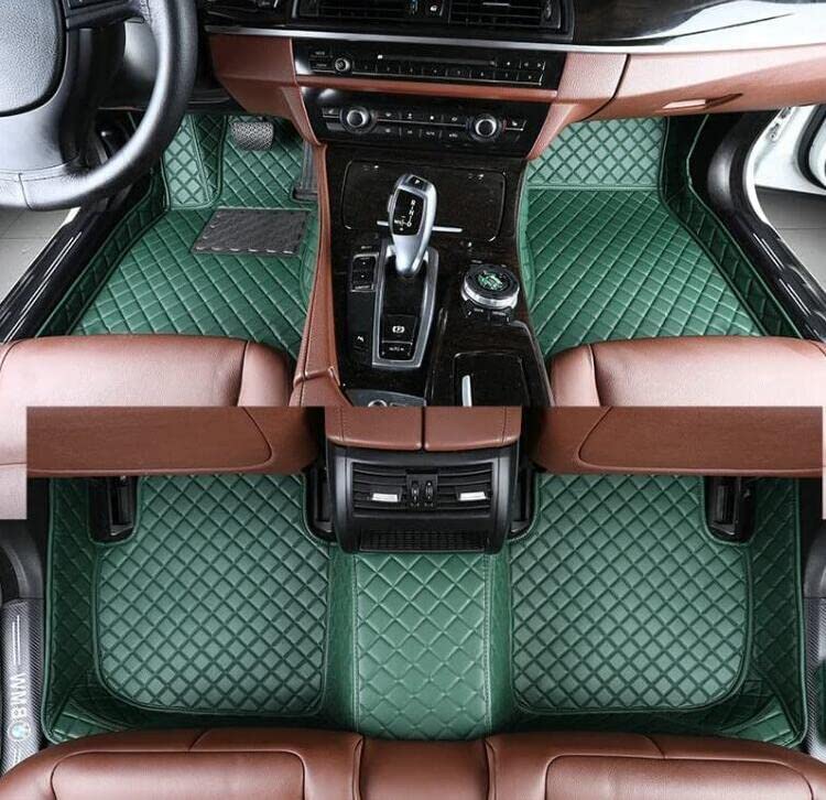 Premium Custom Car Floor Mats - Universal Fit for 95% Sedan, SUV & Coupe | All-Weather Full Coverage Protection | Non-Slip Leather Floor Liners (Green) | Perfect for Daily Commute, Road Trips & Extreme Weather Conditions