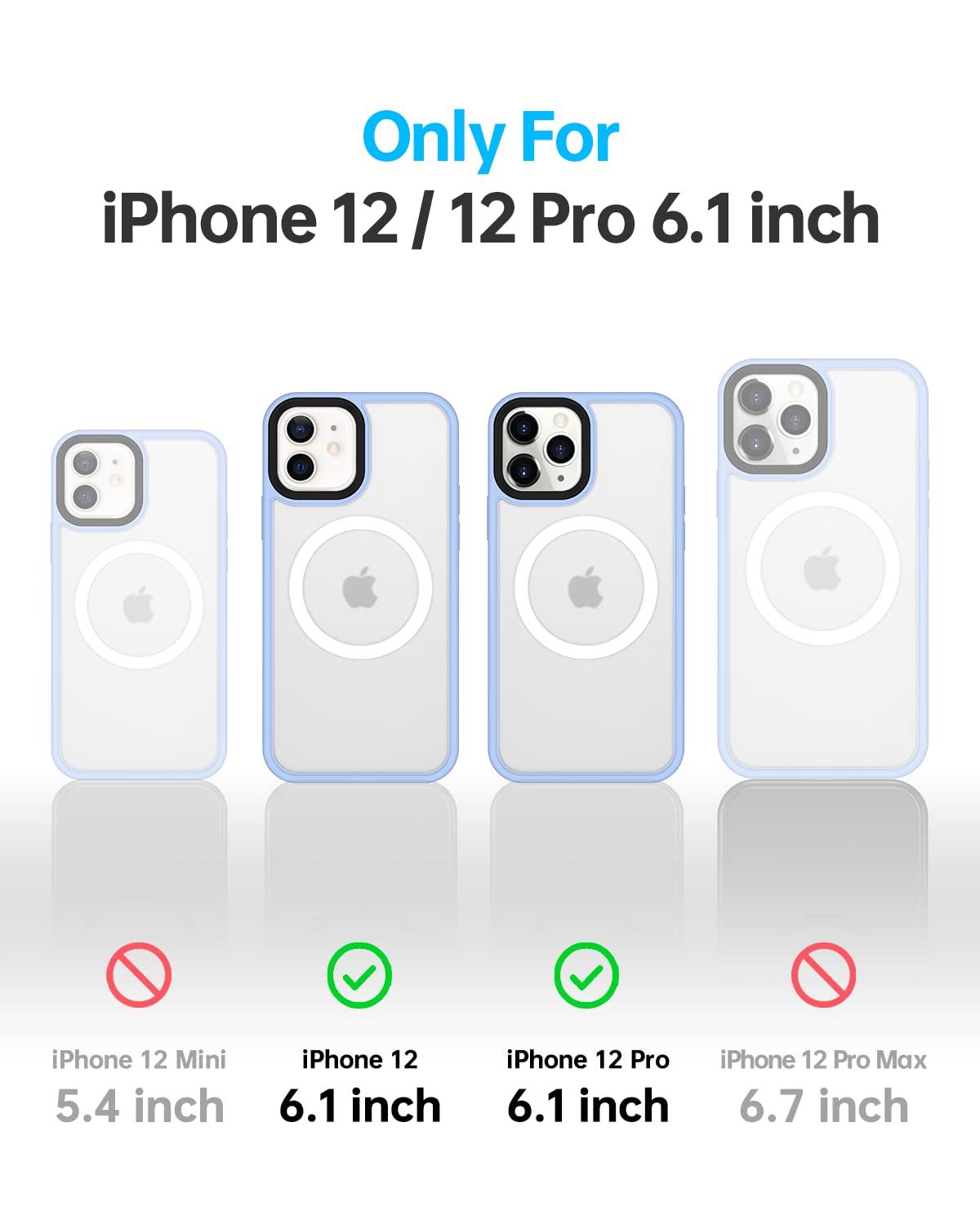 Meifigno Magnetic Case for iPhone 12/iPhone 12 Pro - Military Grade Shockproof Protection, MagSafe Compatible, Translucent Matte Back with Soft Silicone Edge - Perfect for Work, Travel & Outdoor Activities (Sierra Blue)
