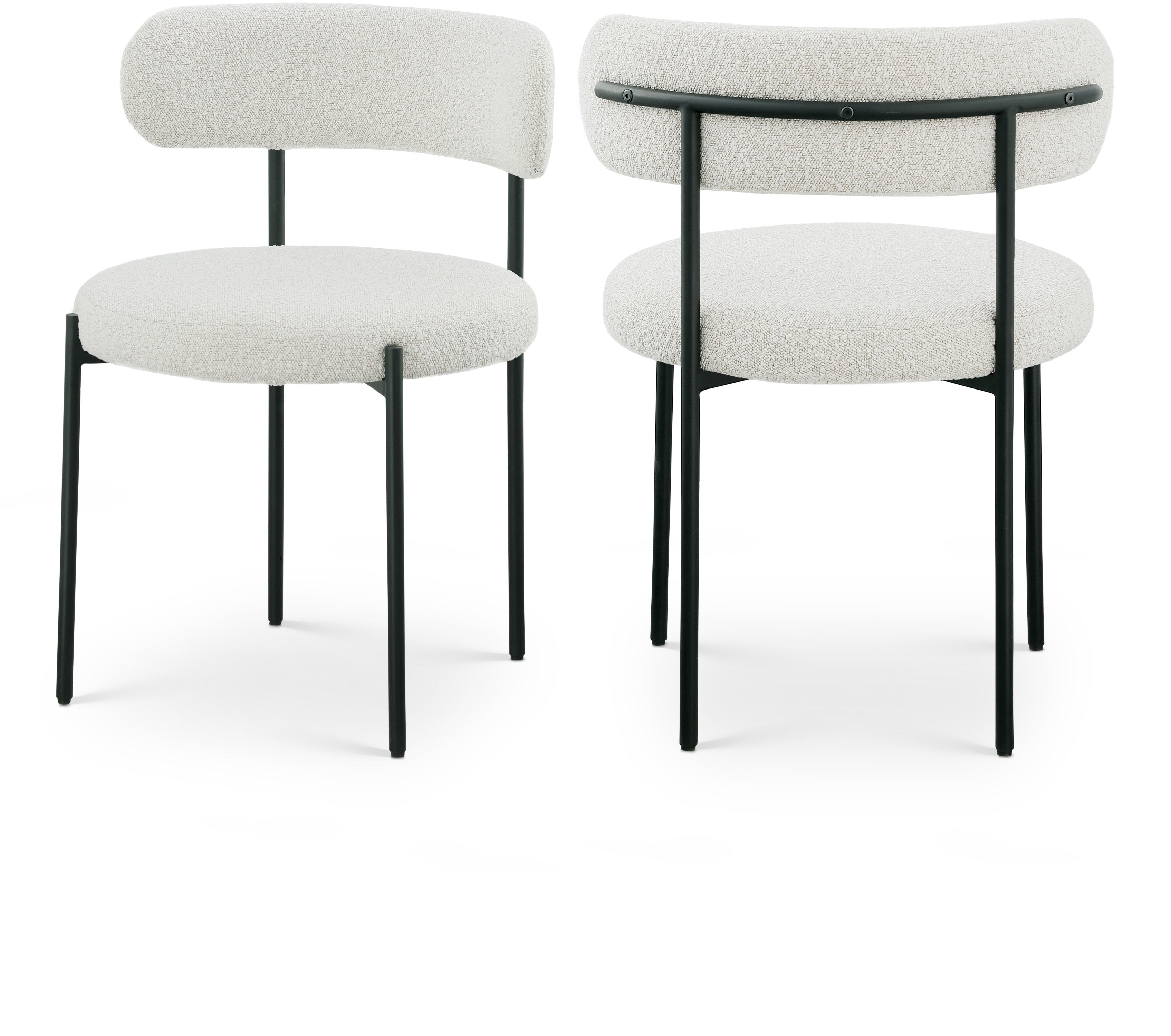 Luxury Boucle Fabric Dining Chair - Modern Upholstered Accent Chair for Dining Room, Living Room & Office - Soft & Comfortable Seat with Sturdy Metal Legs