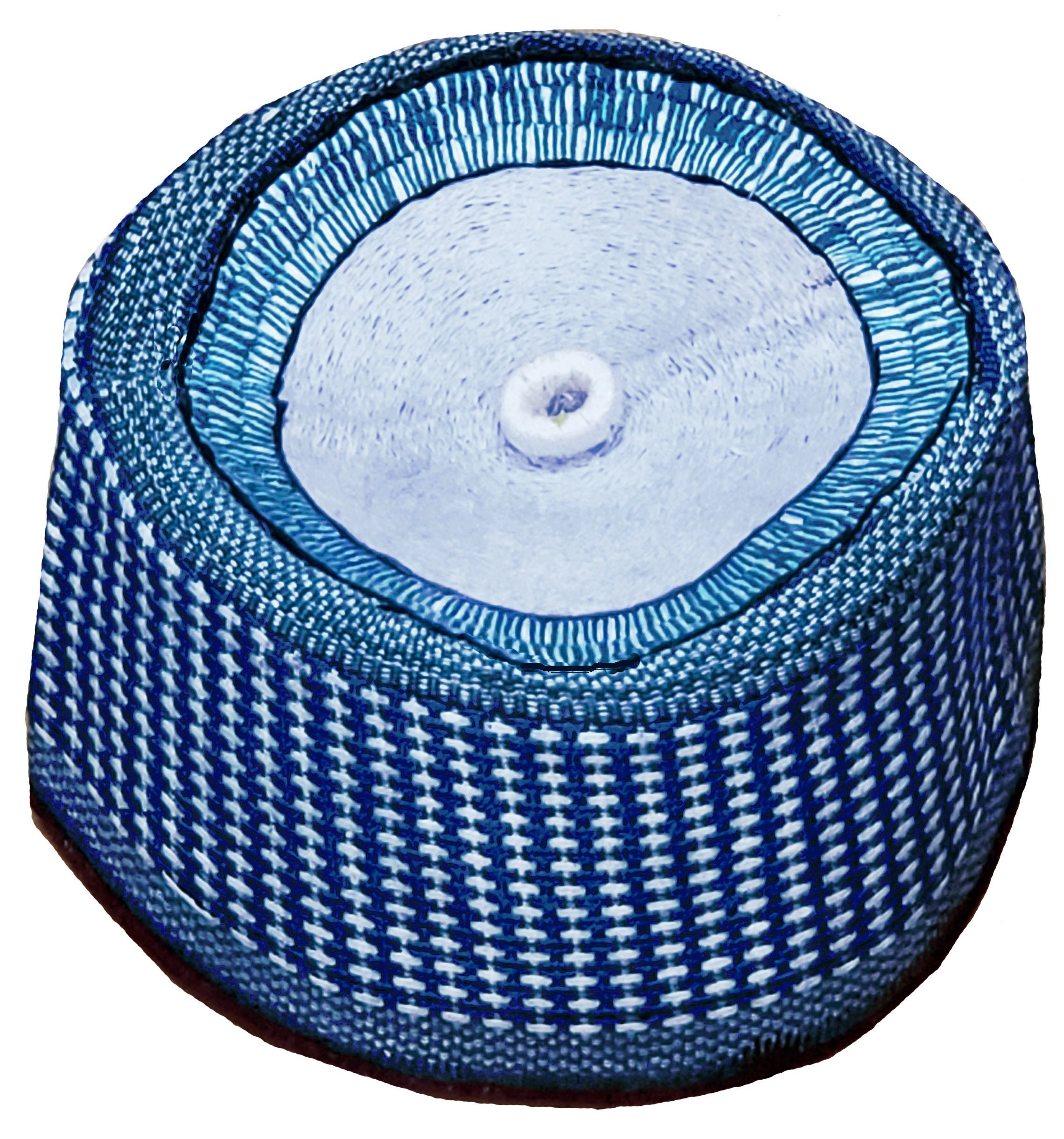Handcrafted Blue and White African Kufi Hat - Traditional Hausa Fulani Cap for Men - Perfect for Weddings, Cultural Events & Daily Wear (DPH627)