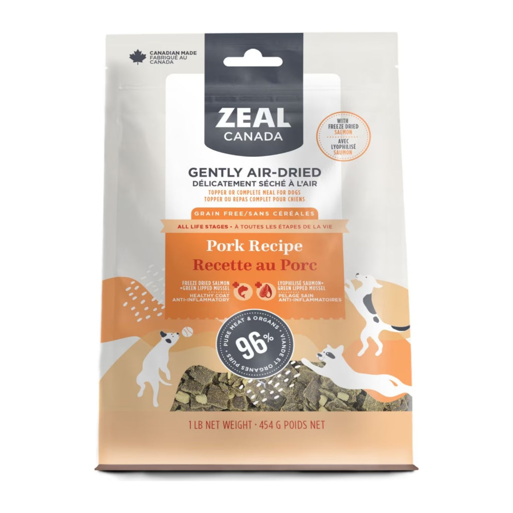 Zeal Canada Grain-Free Air Dried Dog Food - Beef, Salmon, Chicken & Pork Recipe (16oz) - All Life Stages Dry Dog Food - Perfect for Travel, Hiking & Daily Feeding