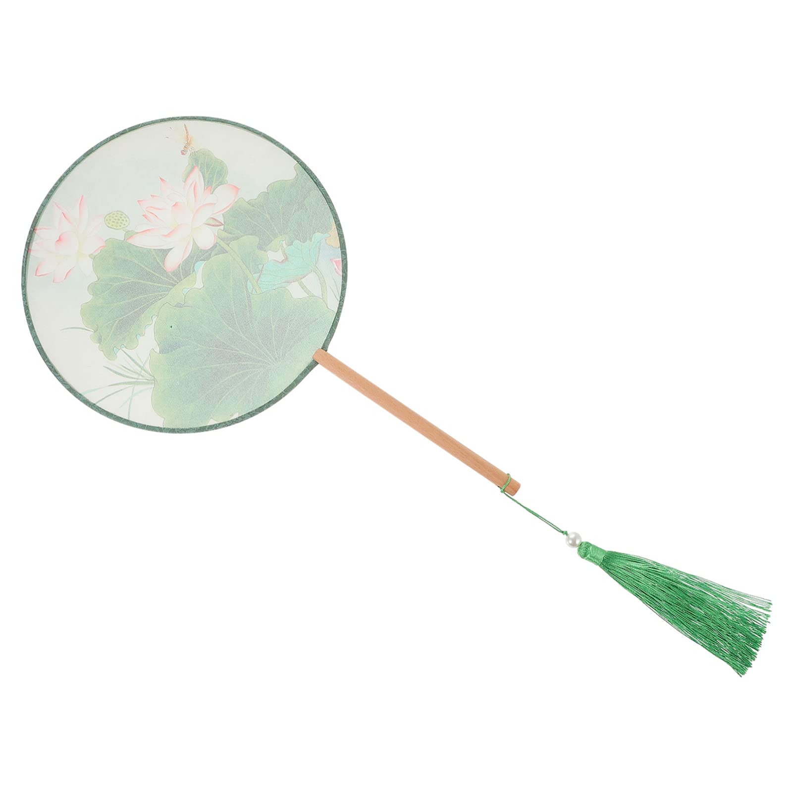 Vintage Chinese Round Hand Fan - Translucent Silk Double-Sided Pattern Fan with Traditional Paddle Design for Wedding Favors, Dance Performances & Home Decor (Green) | Perfect for Asian-Themed Events, Cultural Performances & Gift Giving