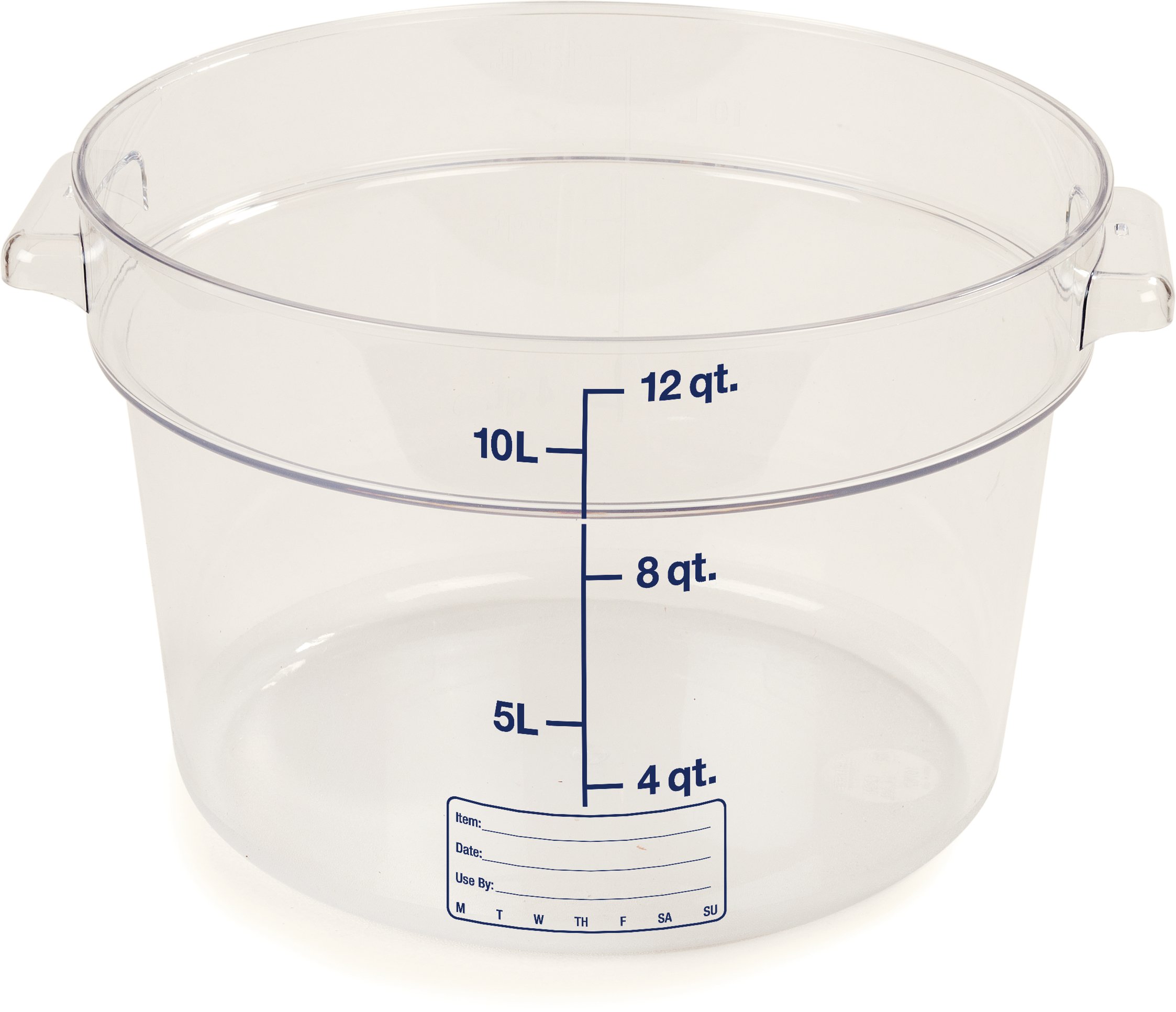 Carlisle Storplus 12 Quart Clear Polycarbonate Round Food Storage Container - Stackable Design for Catering, Buffets & Restaurants - Perfect for Bulk Food Prep, Leftovers & Commercial Kitchen Organization