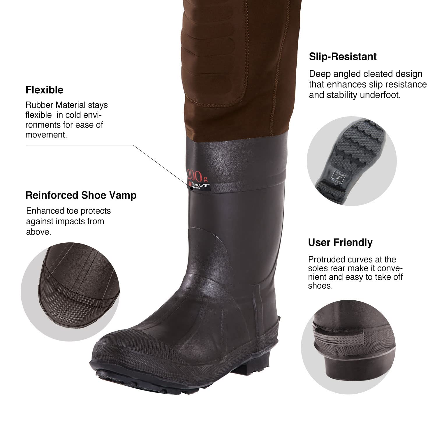 TIDEWE Neoprene Chest Waders for Men with Cleated Bootfoot - Waterproof Fishing & Hunting Waders - Ideal for Fly Fishing, Duck Hunting & Outdoor Adventures