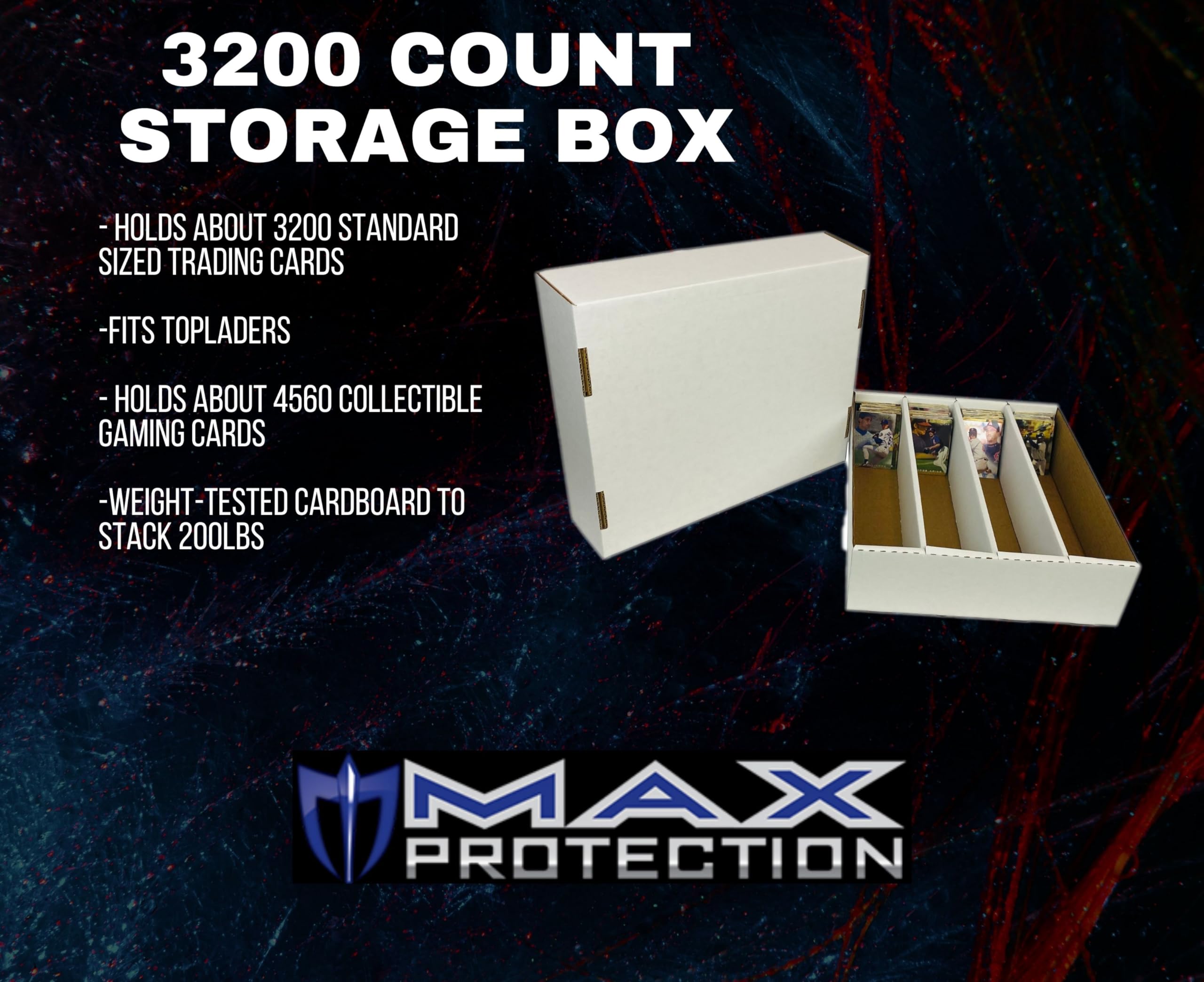 25-Pack 3200 Count Corrugated Cardboard Storage Boxes for Sports & Trading Cards - Baseball, Football, Basketball, Hockey, NASCAR, Gaming Cards - Secure Full Lid Design - Perfect for Collectors & Organizing Card Collections